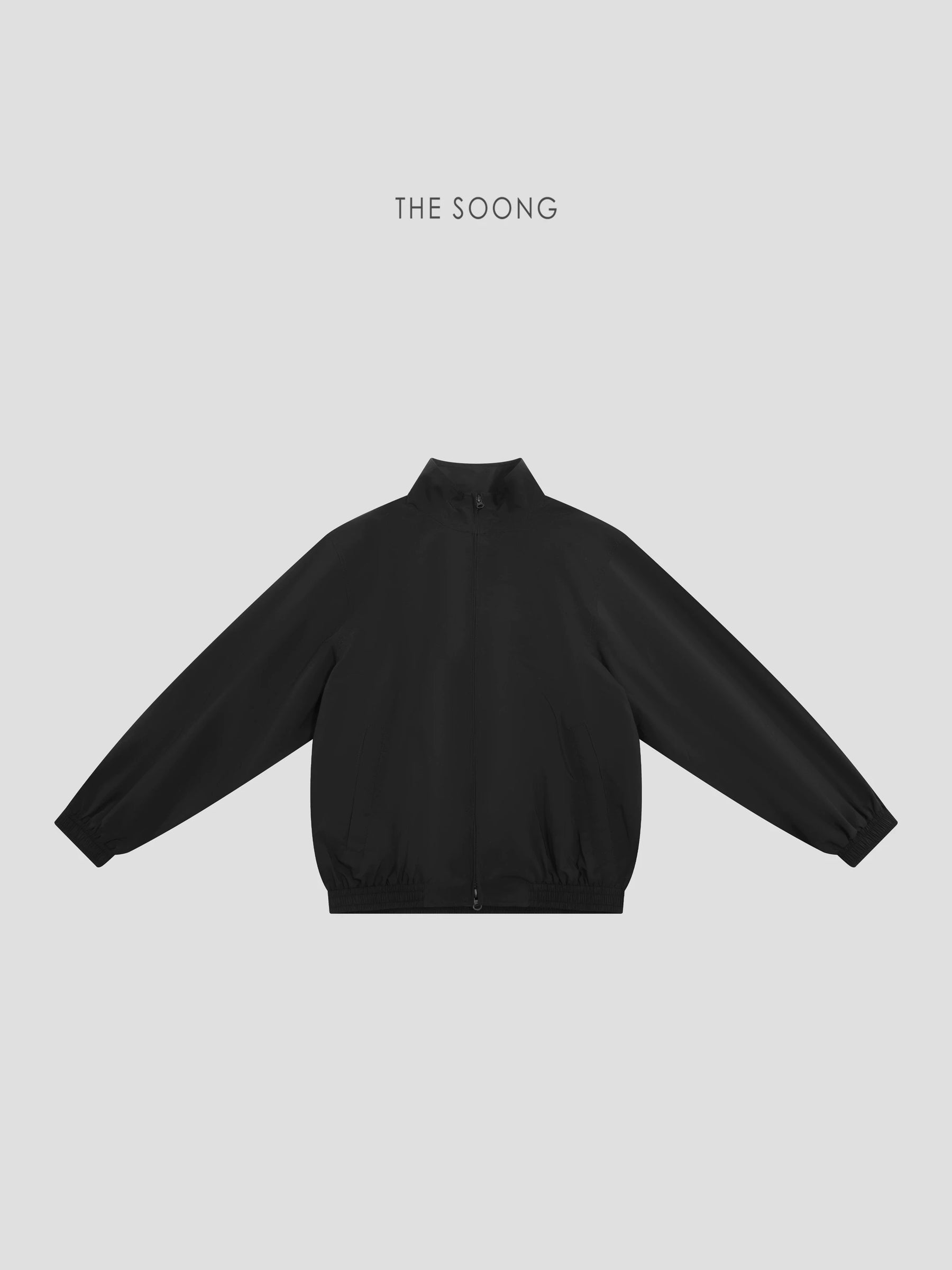 THESOONG/Silent Jacket Black Stand Collar Zipper Light Outdoor Windproof Cuff Casual Jacket for Women 7573