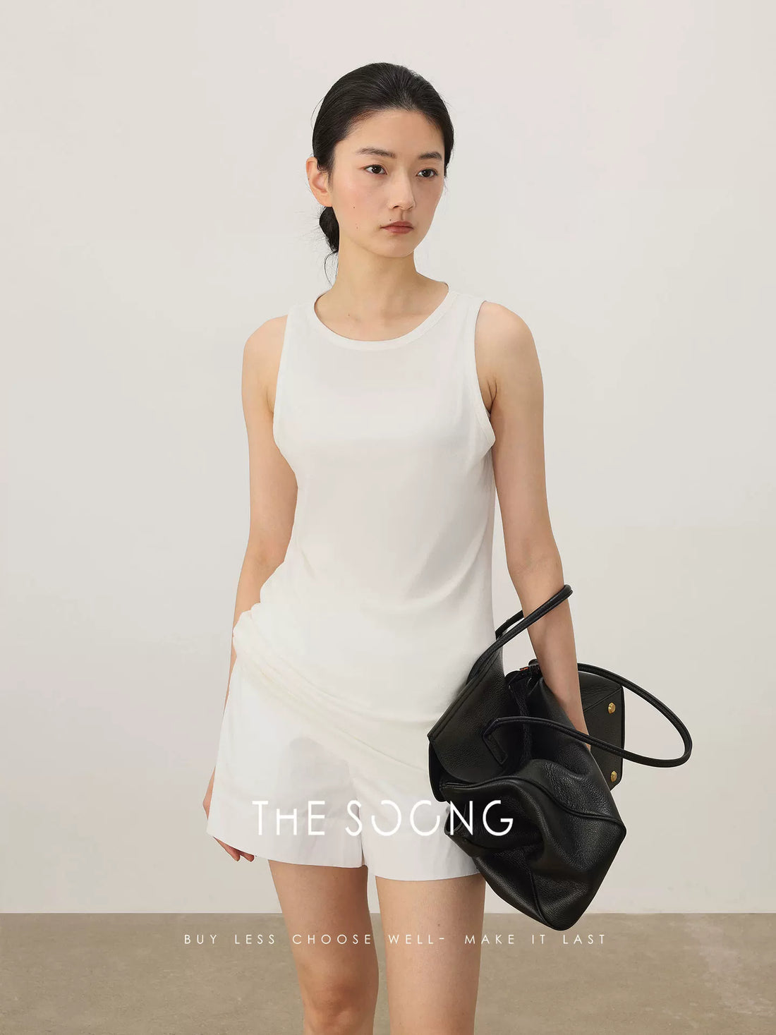 THESOONG/ Basic White Minimalist Small Vest for Women, Soft, Skin-friendly, Stretch Wool Base Top 7761