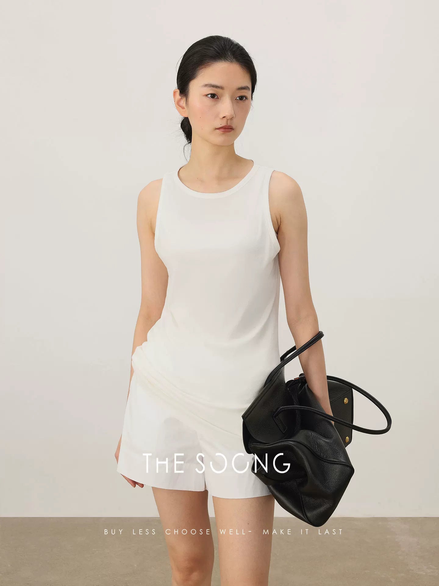 THESOONG/ Basic White Minimalist Small Vest for Women, Soft, Skin-friendly, Stretch Wool Base Top 7761