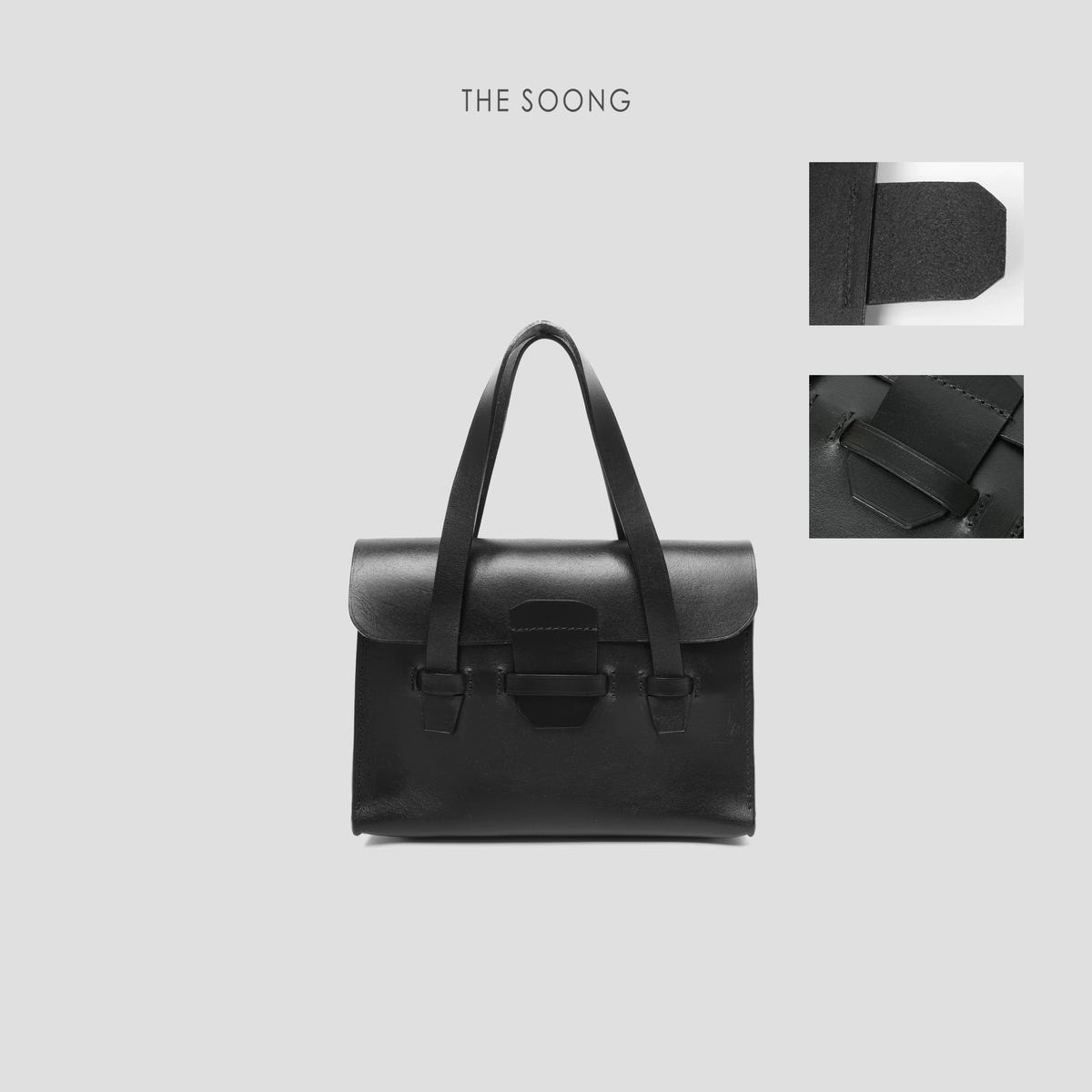 THESOONG/ Briefcase, Natural Tree Tanned Leather, Handmade Oil Edge Textured Women's Handbag 7263