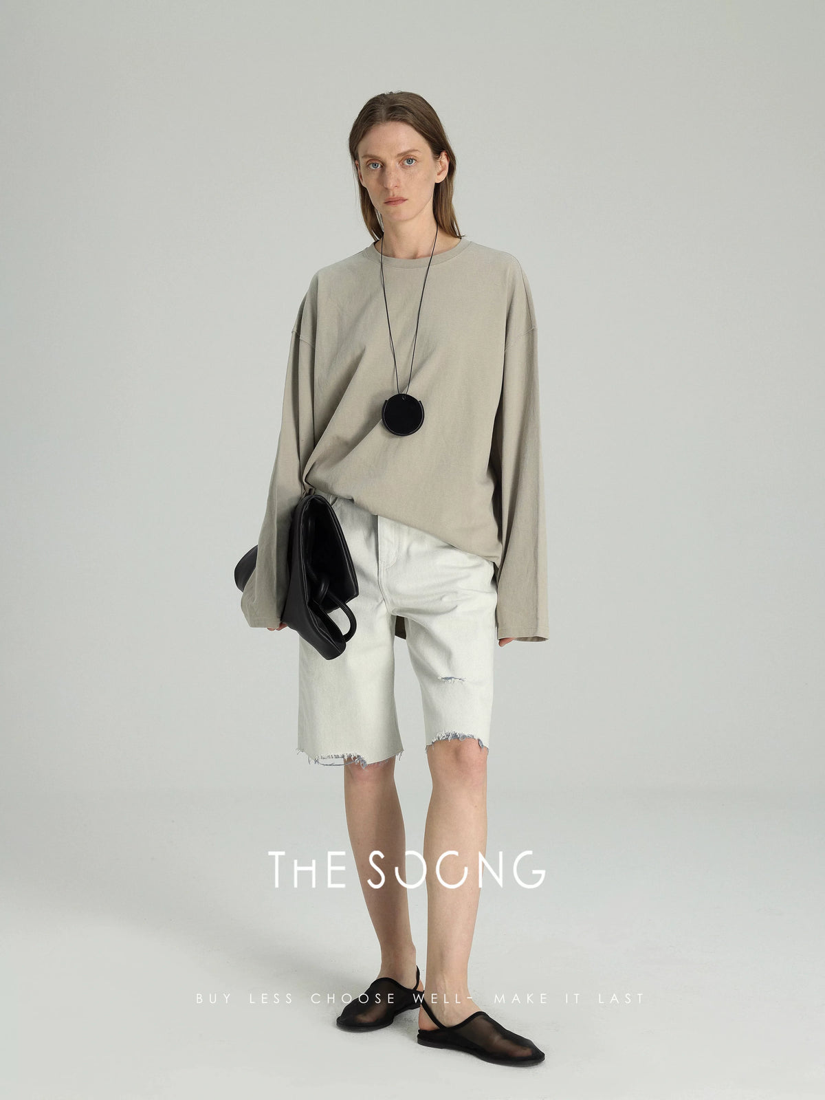 THESOONG/Super Comfortable Butt-Covering T Long Sleeve T-Shirt, Women's Long Loose Minimalist Top 6124