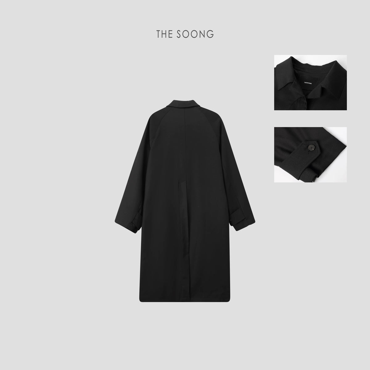 THESOONG/Camden 100% Fine Imitation Wool 285g Comfortable Raglan Light-Reflective Oversized Trench Coat 4868