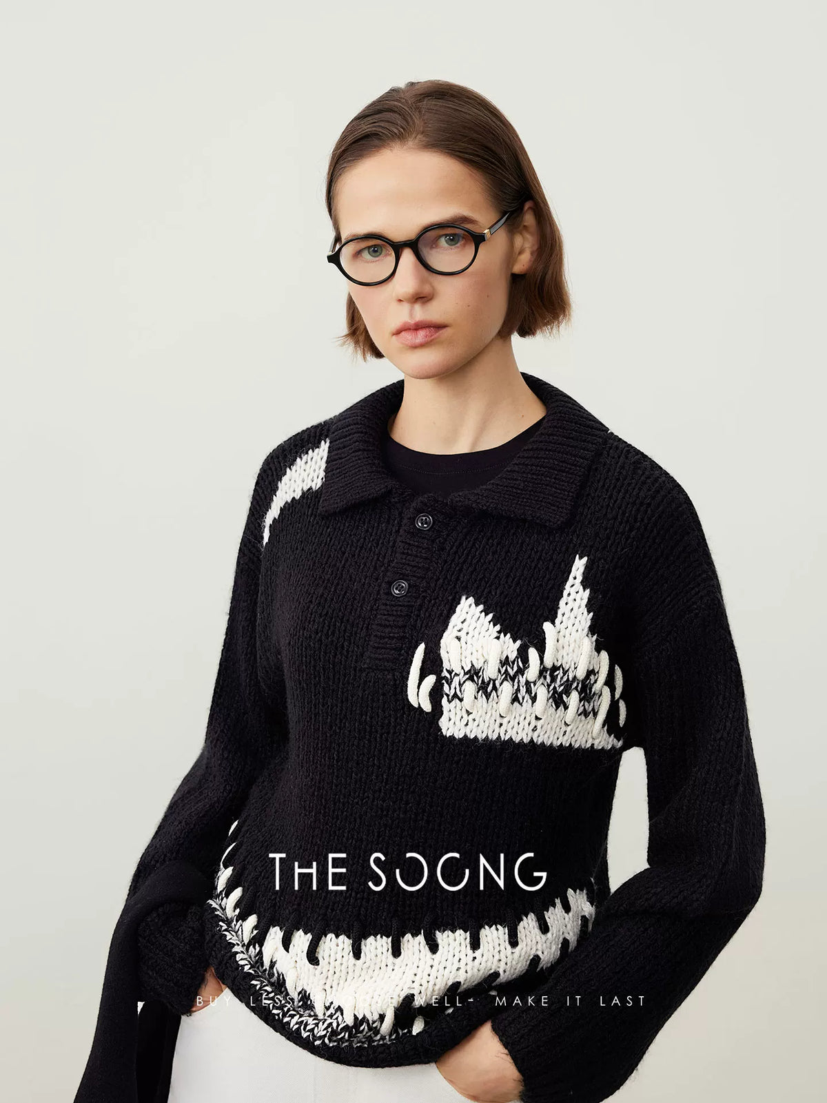 THESOONG/Sheep Wool POLO Collar Autumn/Winter Sweater Women Long Sleeve Pullover HBMY7211