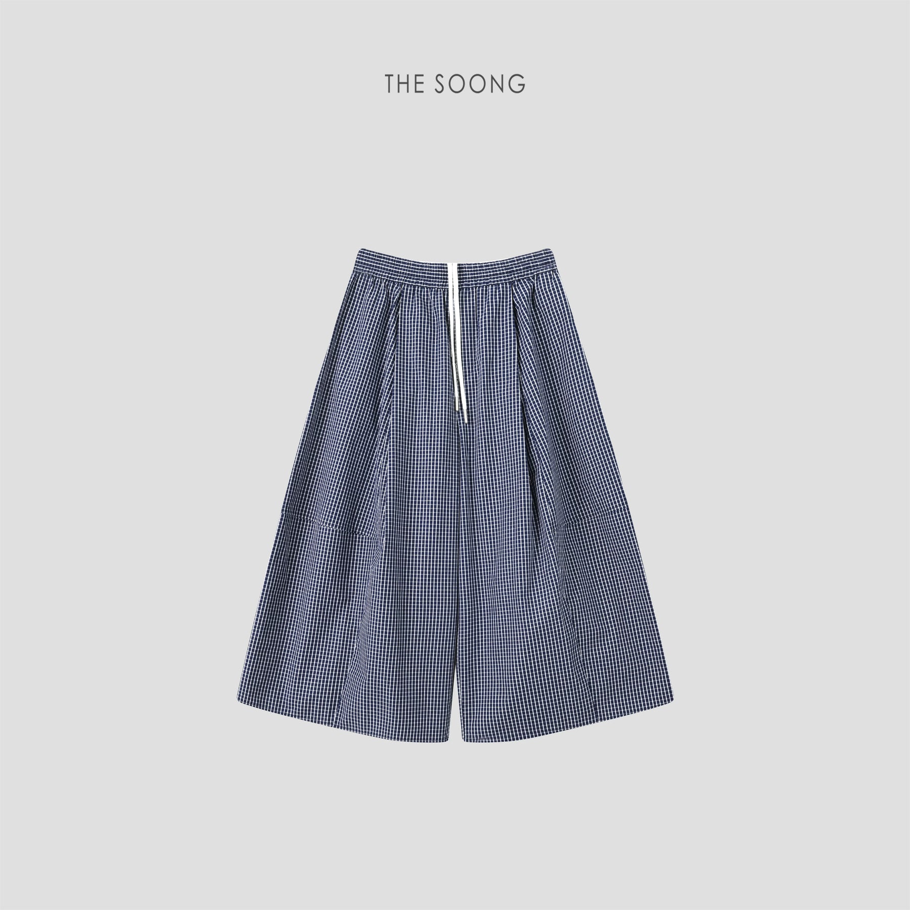 THESOONG/Classic Work 100% Cotton Tailored Linear Plaid Large-Size Women's Wide-Leg Casual Pants 8479