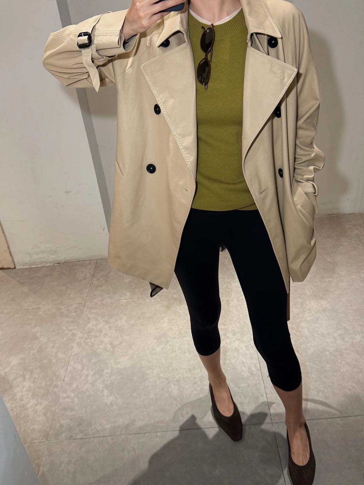 THESOONG/Wilderness travel 100% cotton enzyme-washed soft mid-length double-breasted trench coat 9106
