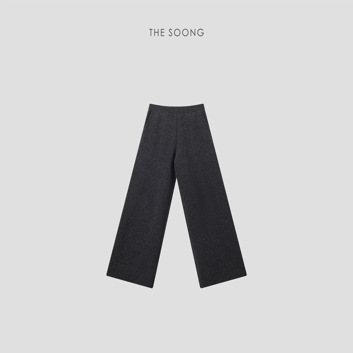 THESOONG/Flattering Woolen Pants Merino Wool Warm Matte Texture Elastic Mid-Waist Casual Pants for Women 8272