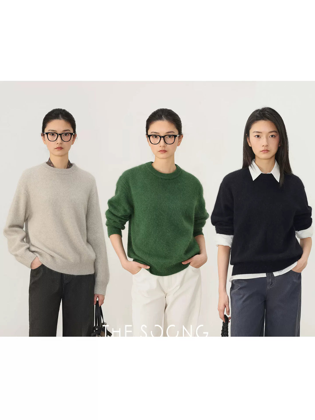 THESOONG/Wool Thin Sweater for Women, Crew Neck Autumn/Winter High-End Inner Layer, Can Be Worn Outerwear Petite 8475