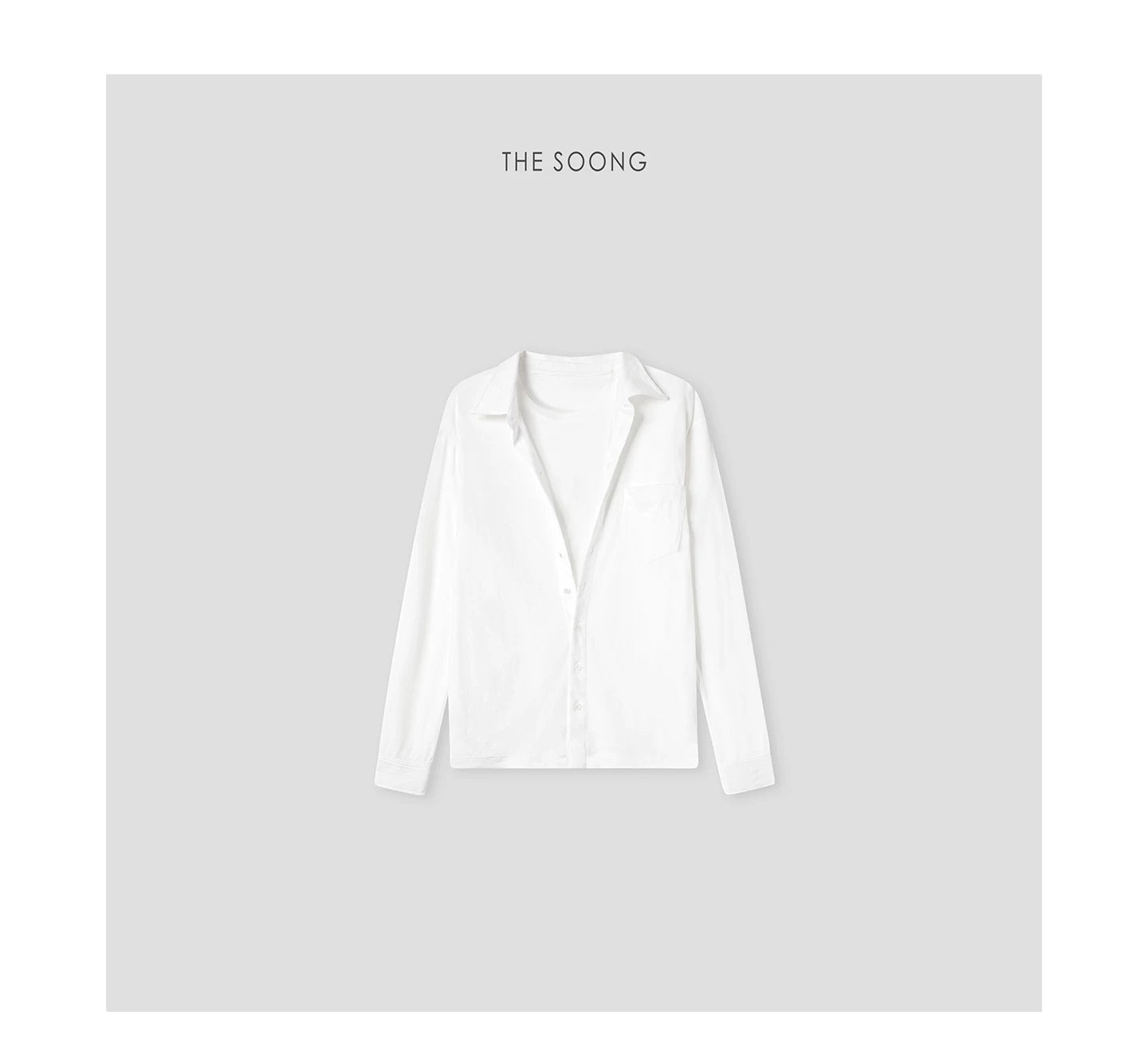 THESOONG/Cloud silhouette pure cotton ultra-light single yarn plain weave fake two-piece shirt jacket for women 7607
