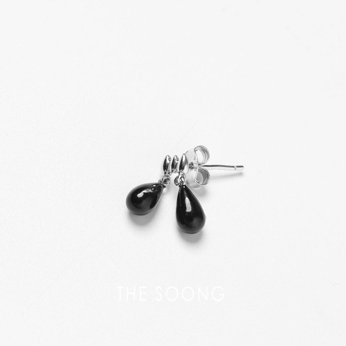 THESOONG/Black sesame, meticulously crafted polished anti-oxidation 925 silver pin pendant earrings 7207