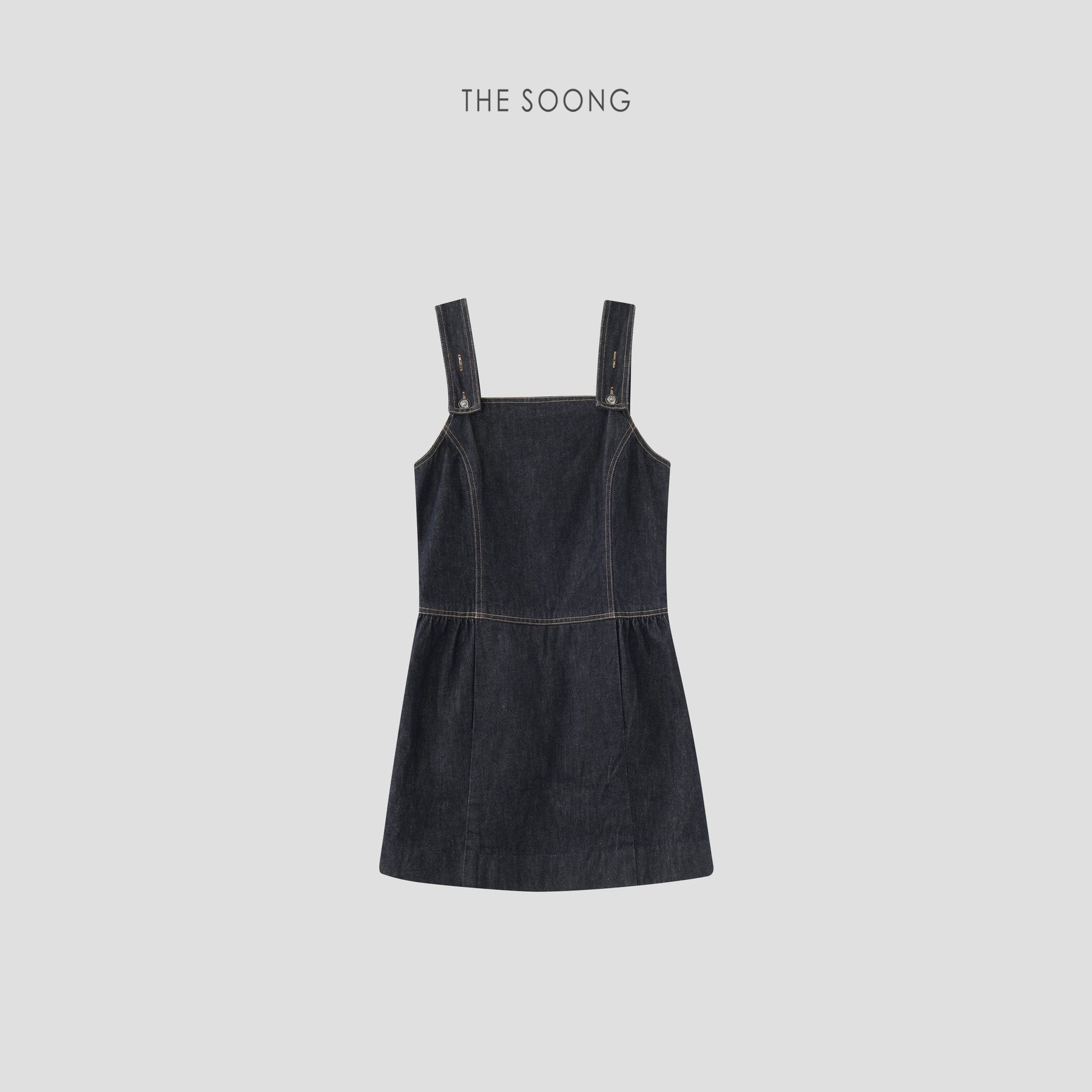 THESOONG/Paris Suspender Skirt 100% Pure Cotton Breathable Comfortable Line-Feeling Women's Denim Suspenders Dress 7630