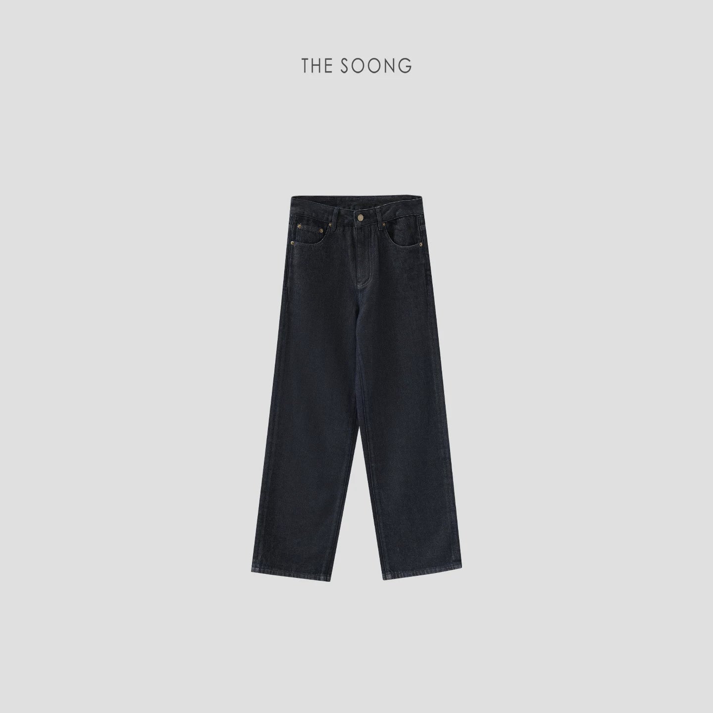 THESOONG / Indigo-Dyed Years Lenzing Cotton Enzyme Washed Soft Non-Stretch Mid-Rise Jeans for Women 7471