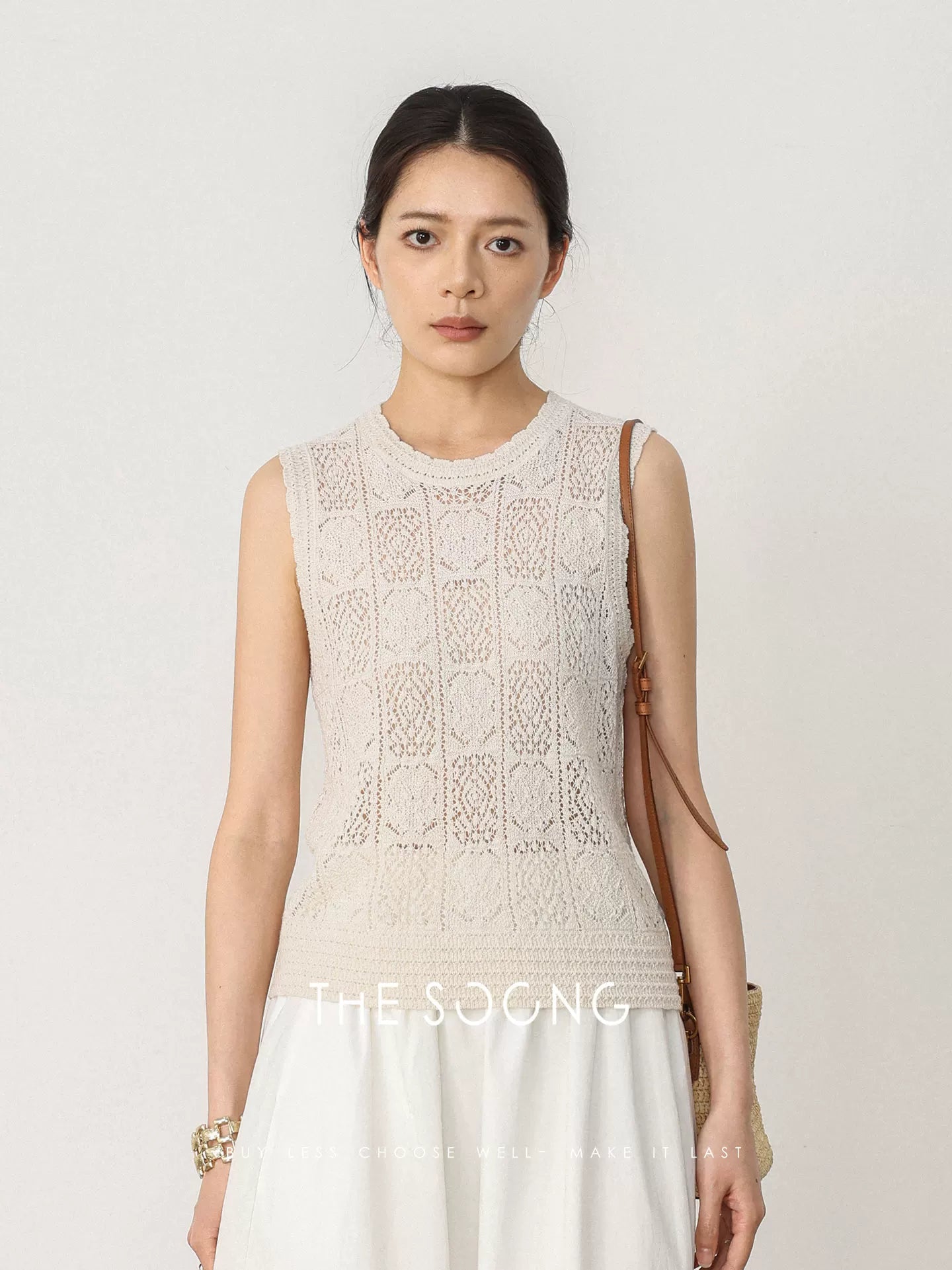 THESOONG | Vintage Irish Handwoven Aran Pattern 3D Textured Vest Top HWBX8531