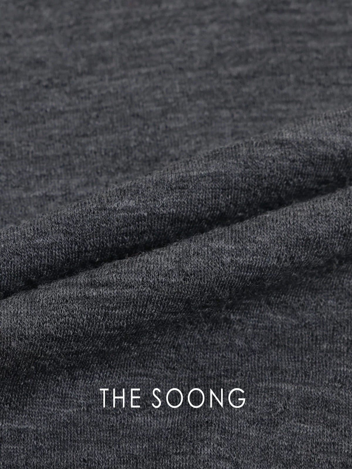 THESOONG/Tactile Aesthetics: 100% Pure Wool, Finely Textured, Lightweight Crew Neck Long-Sleeve T-Shirt 8669