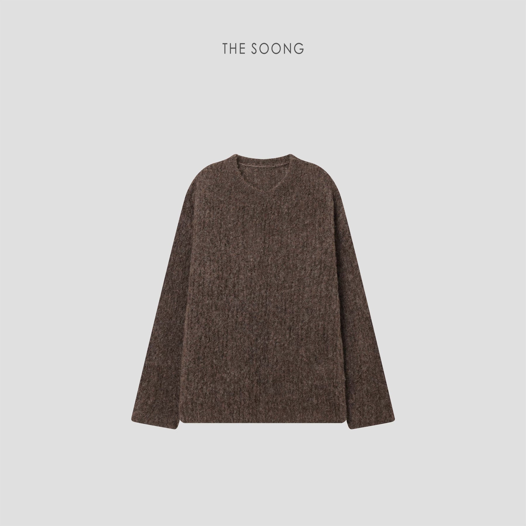 THESOONG/ Luxury style autumn/winter alpaca wool warm suede relaxed-fit crewneck sweater for women 7933