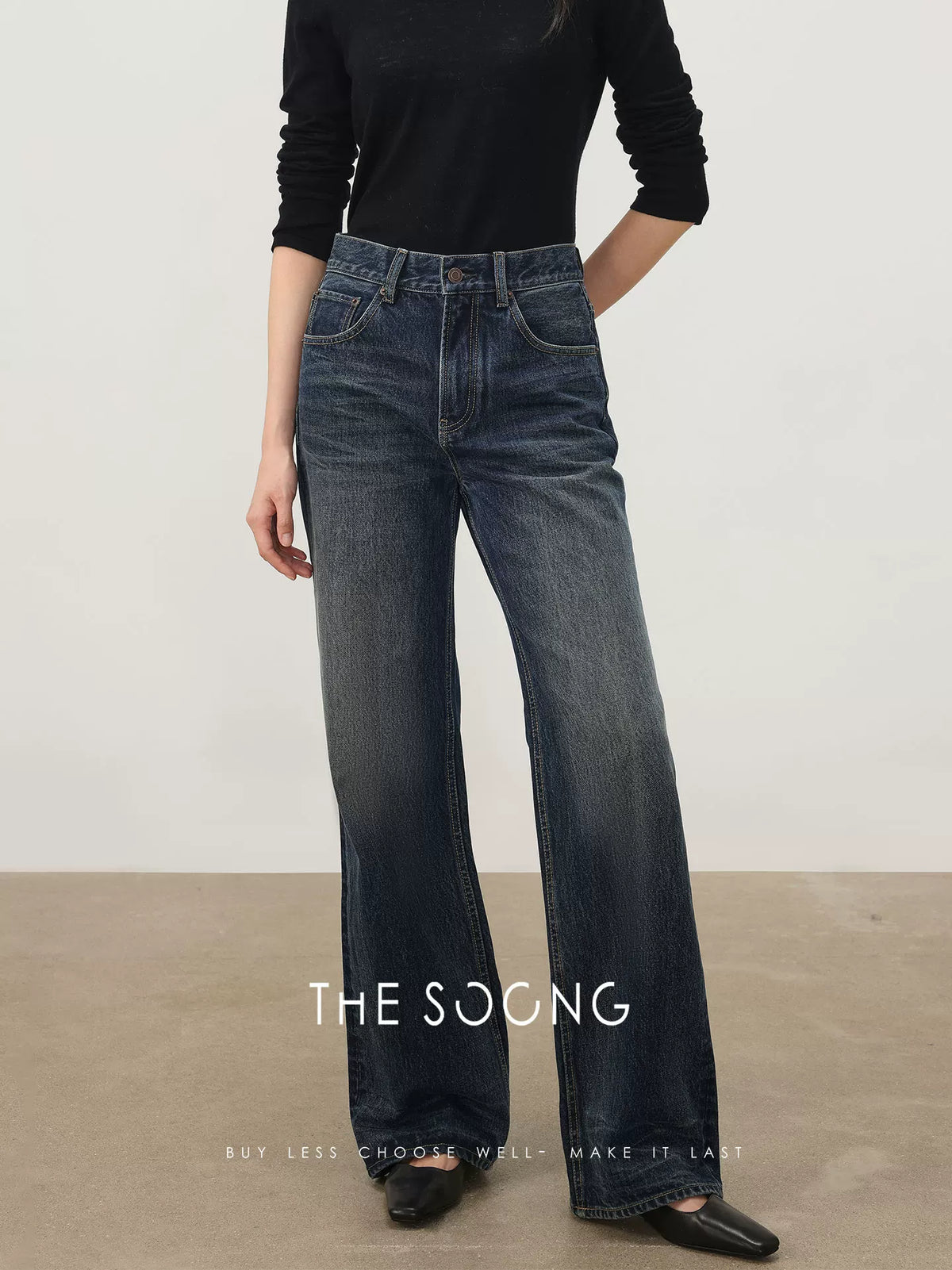 THESOONG/Cloud Catwhisker Spring BB Classic Straight-Leg Jeans for Women, Vintage Wide-Leg Slimming Long Pants 8255