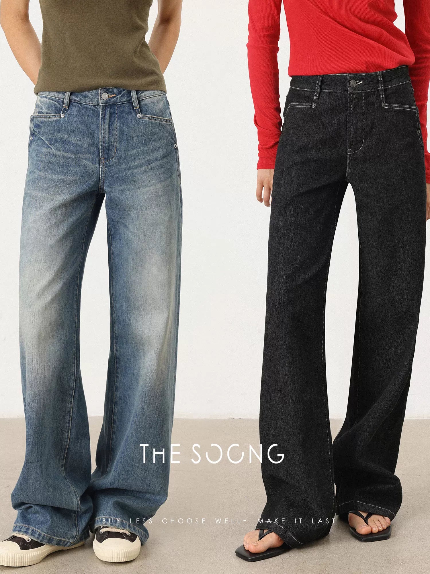THESOONG / Yapi Aesthetic Vintage Italian Original Yarn Washed Line Sense Curved Knife Jeans 6942