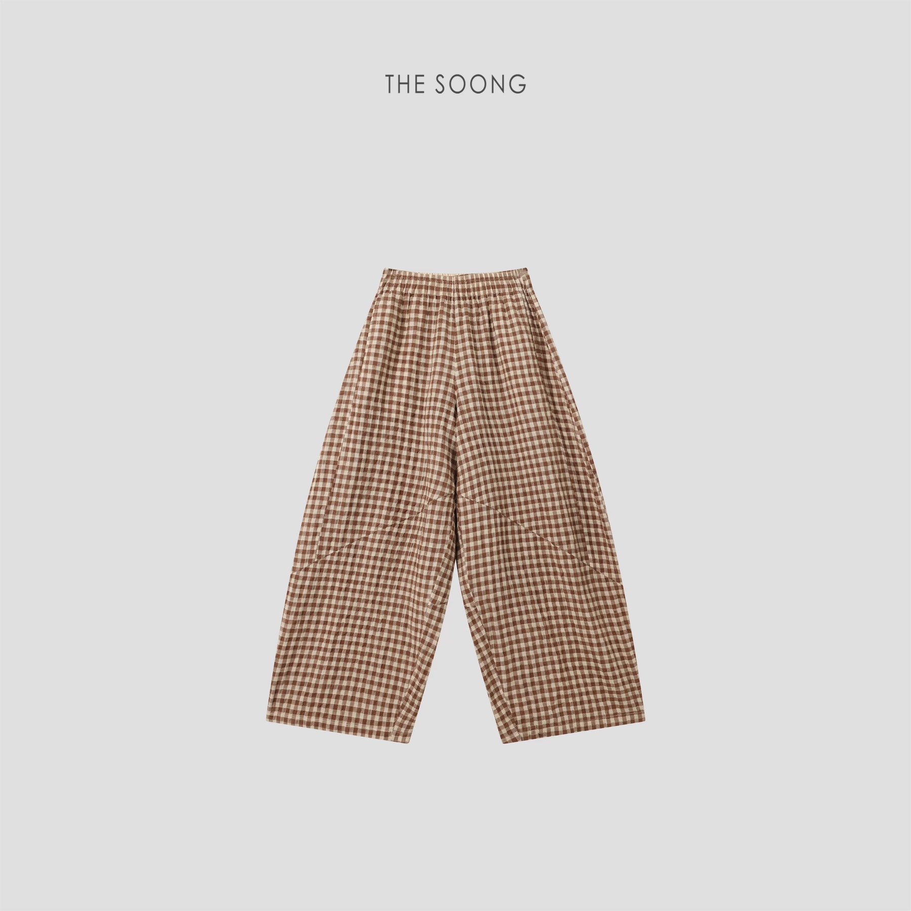 THESOONG/Artistic Plaid Casual Linen Straight Leg Pants Women's Artistic Long Pants Spring HBKZ8562