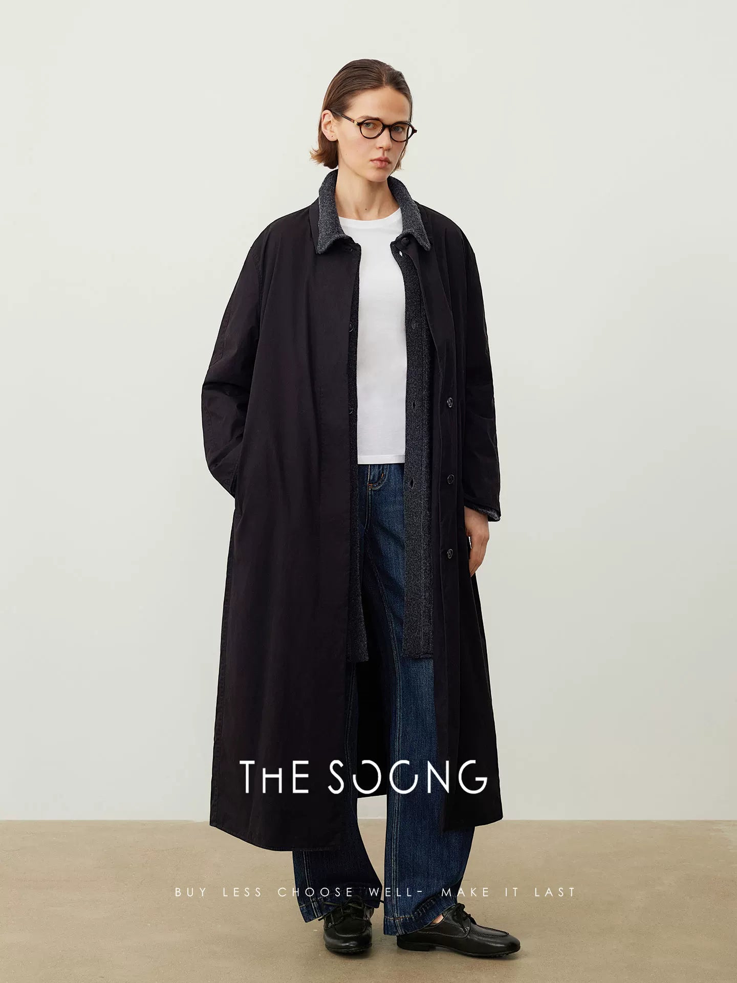 THESOONG/Minimalist Re-shaping 100% Cotton Heavy Washed Double Soft Line-Sense Trench Coat 6899