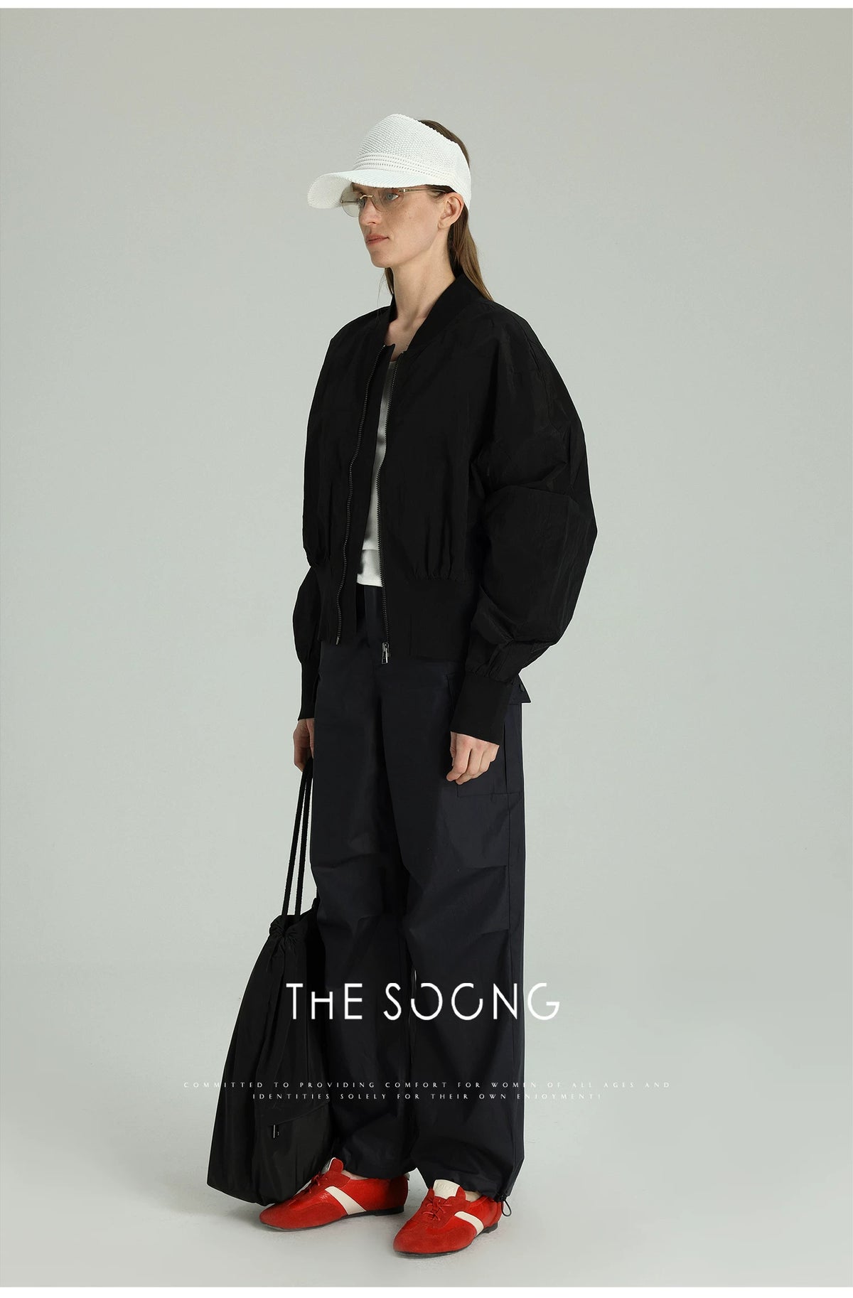 THESOONG/Relaxed New Chapter Summer 100% Cotton Comfortable Breathable Drawstring Hem Casual Work Pants 6480