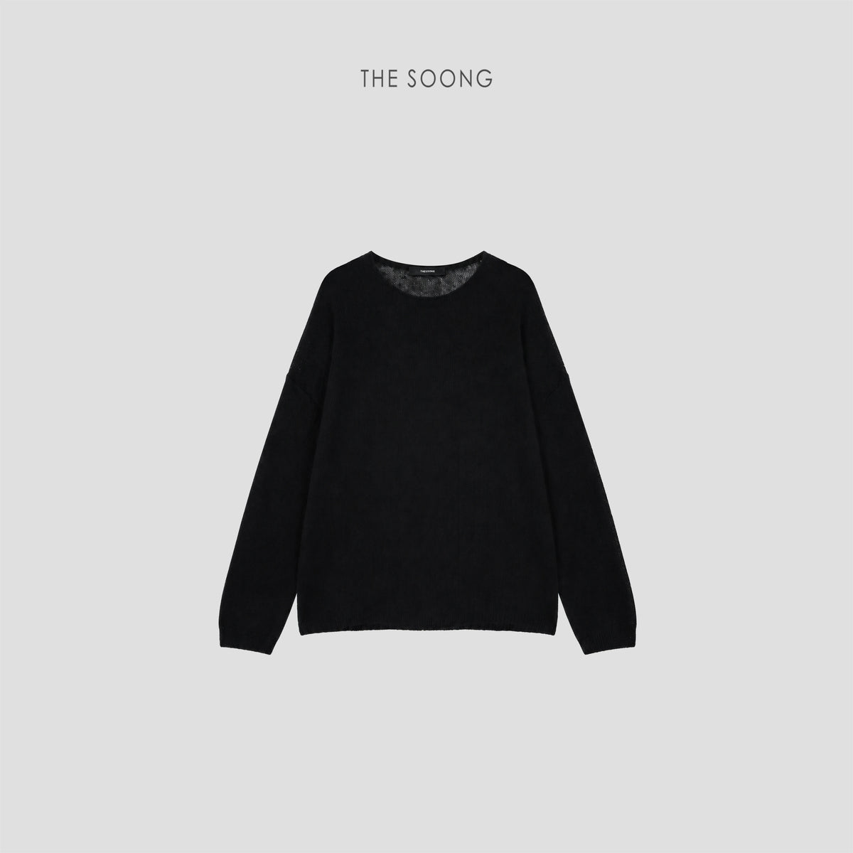 THESOONG Super comfortable cashmere sweater Wool and cashmere blend black loose round neck sweater 7562