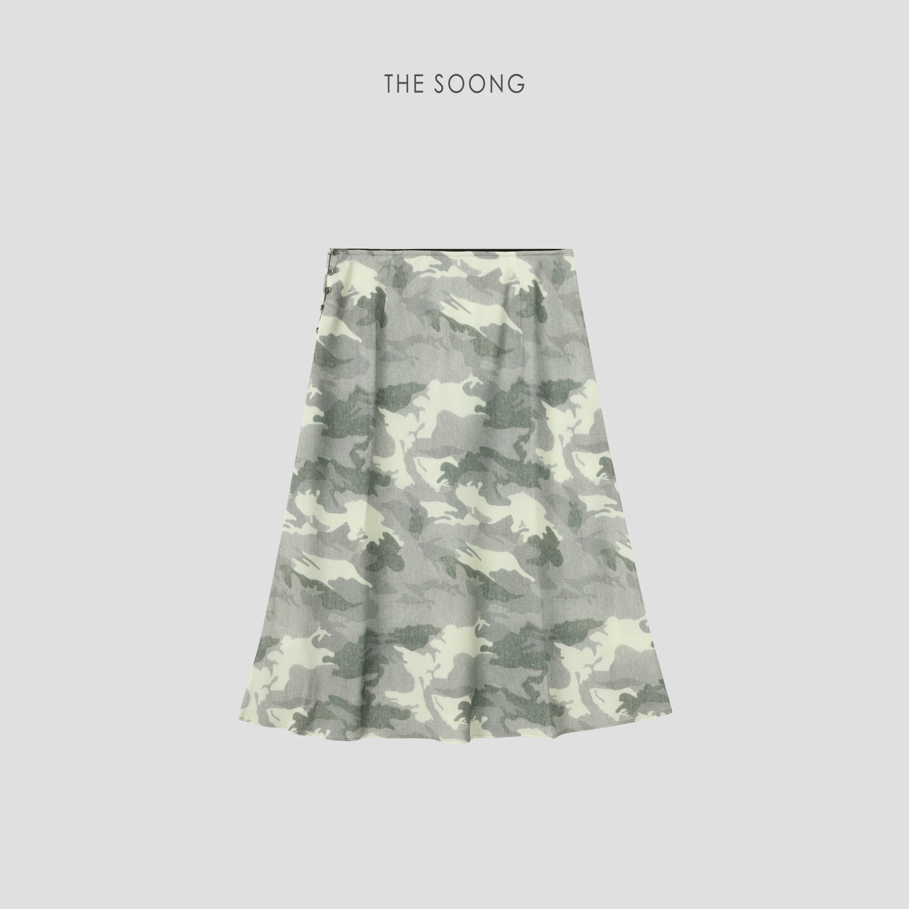THESOONG/Camouflage Print Mermaid Hem Skirt Women's Summer High Waist Slim Relaxed Mid-length Skirt 9413