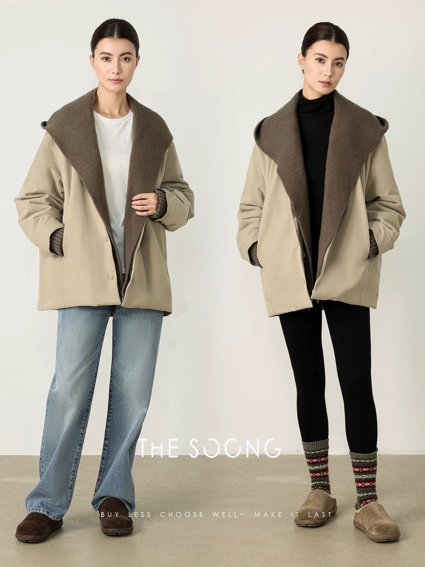 THESOONG/Autumn Winter Down Jacket Women 90% White Goose Down Detachable Hood Loose Warm Jacket 7820