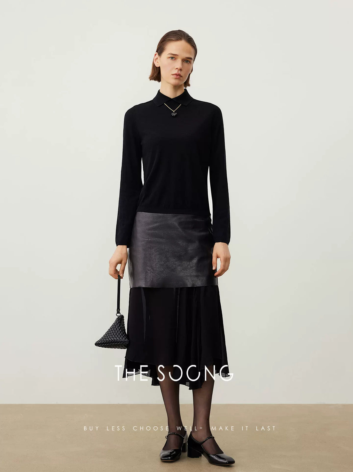 [Clearance 3] Early autumn 100% wool POLO collar knit long sleeve pullover top for women, 145g 7349