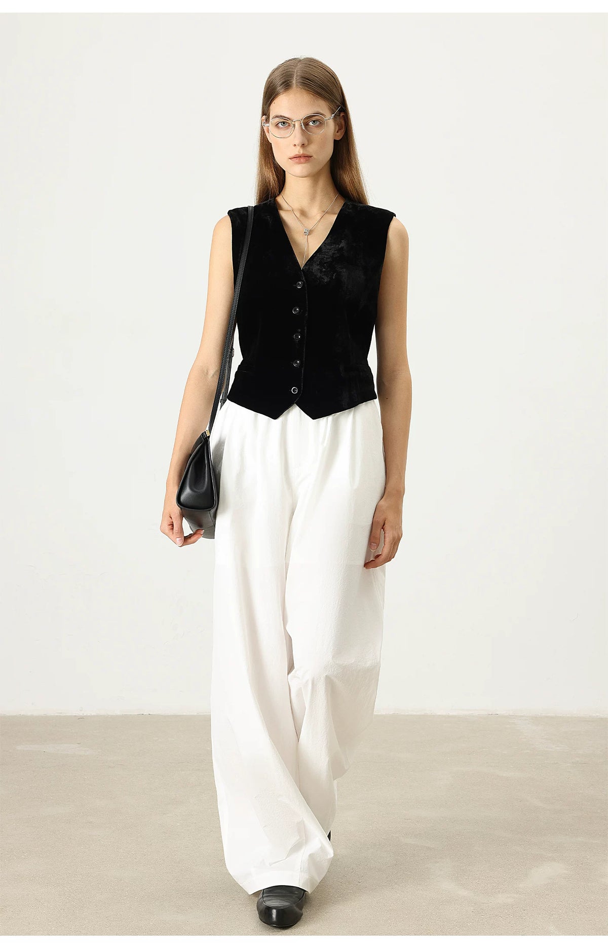 THESOONG/Ripple Shimmer Style Mulberry Silk Vest Women's Velvet Suit Layered Sleeveless Vest High-End Autumn 7533