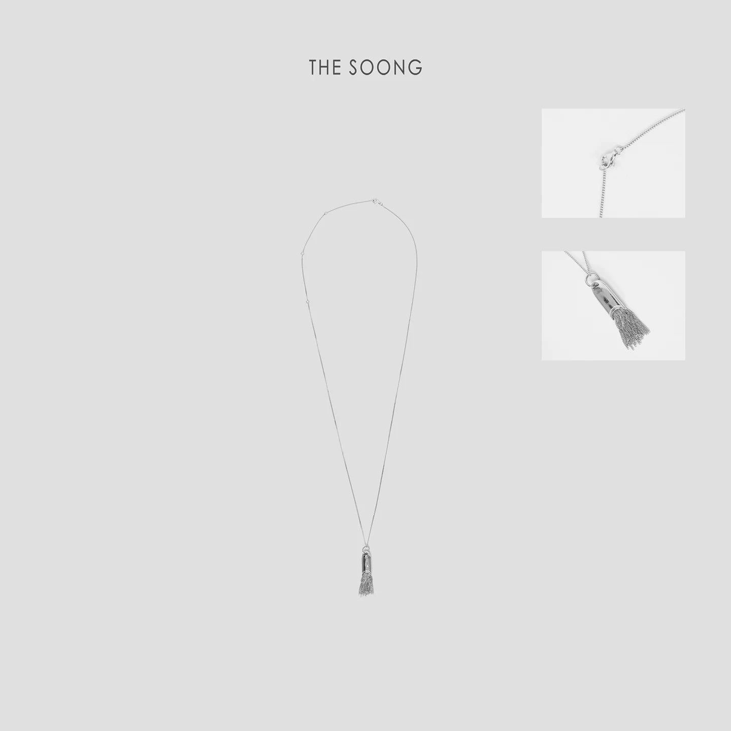 THESOONG/Tassel Small Brush 925 Silver Handmade Matte Skin-Friendly Antioxidant Versatile Layered Necklace 7516