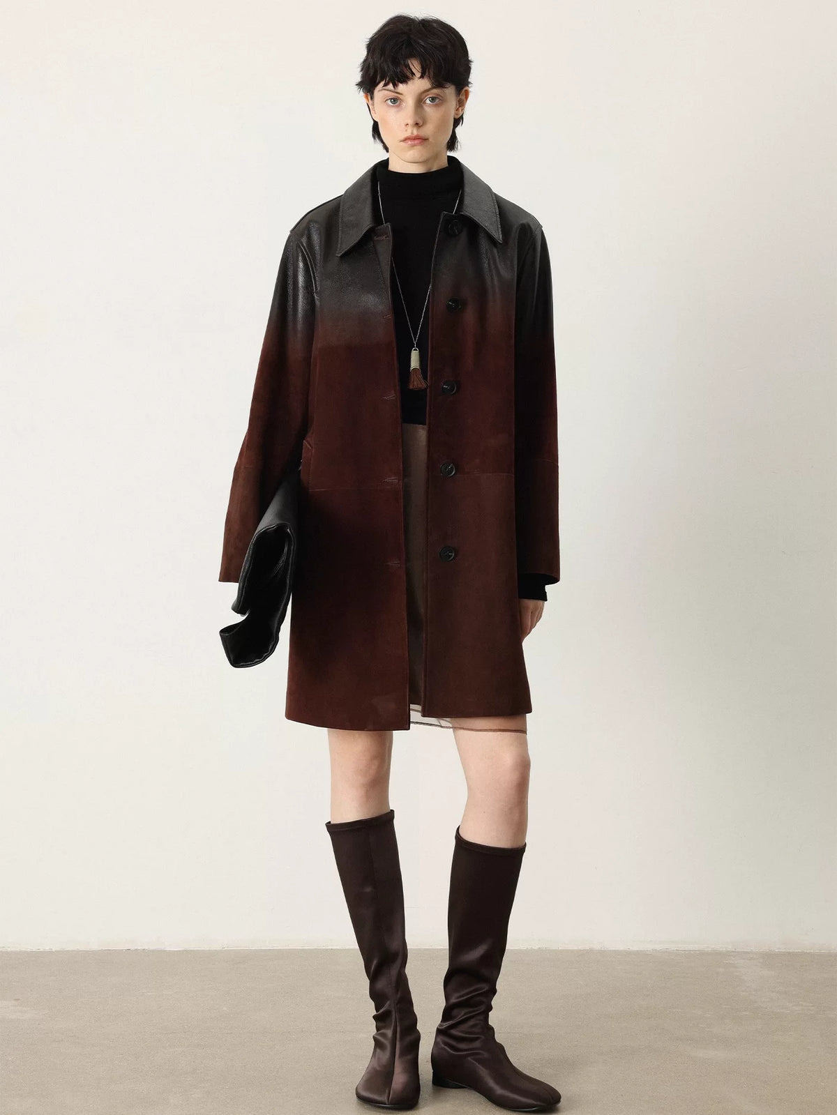 【Clearance 3】Early autumn straight elegant half skirt for women spliced version showing figure popular H-shaped mid-waist HBQZ6930