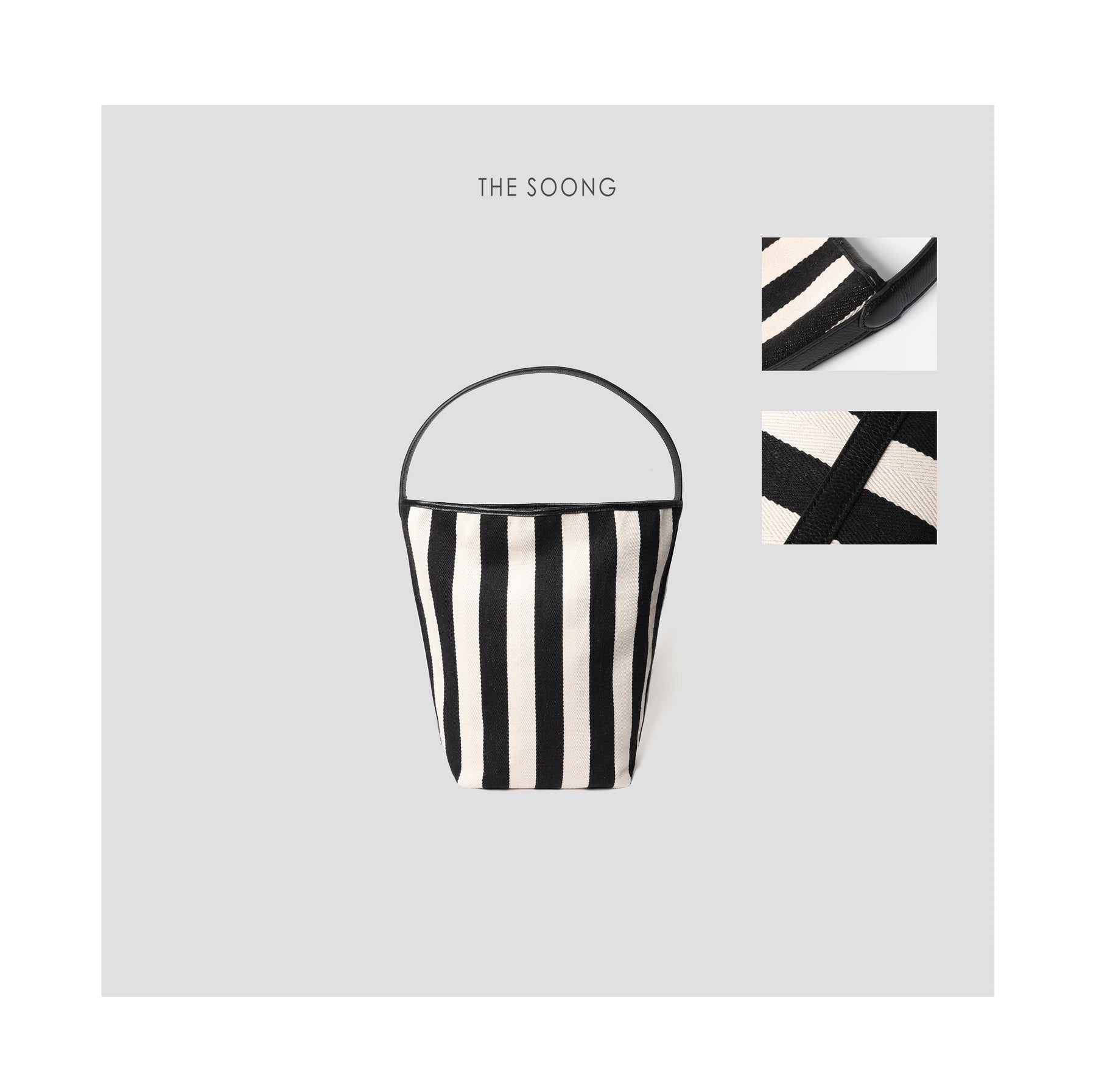 THESOONG / Zebra Canvas Bag Classic Large-Capacity Lightweight Versatile Top-Grain Leather Striped Shoulder Bag 6678