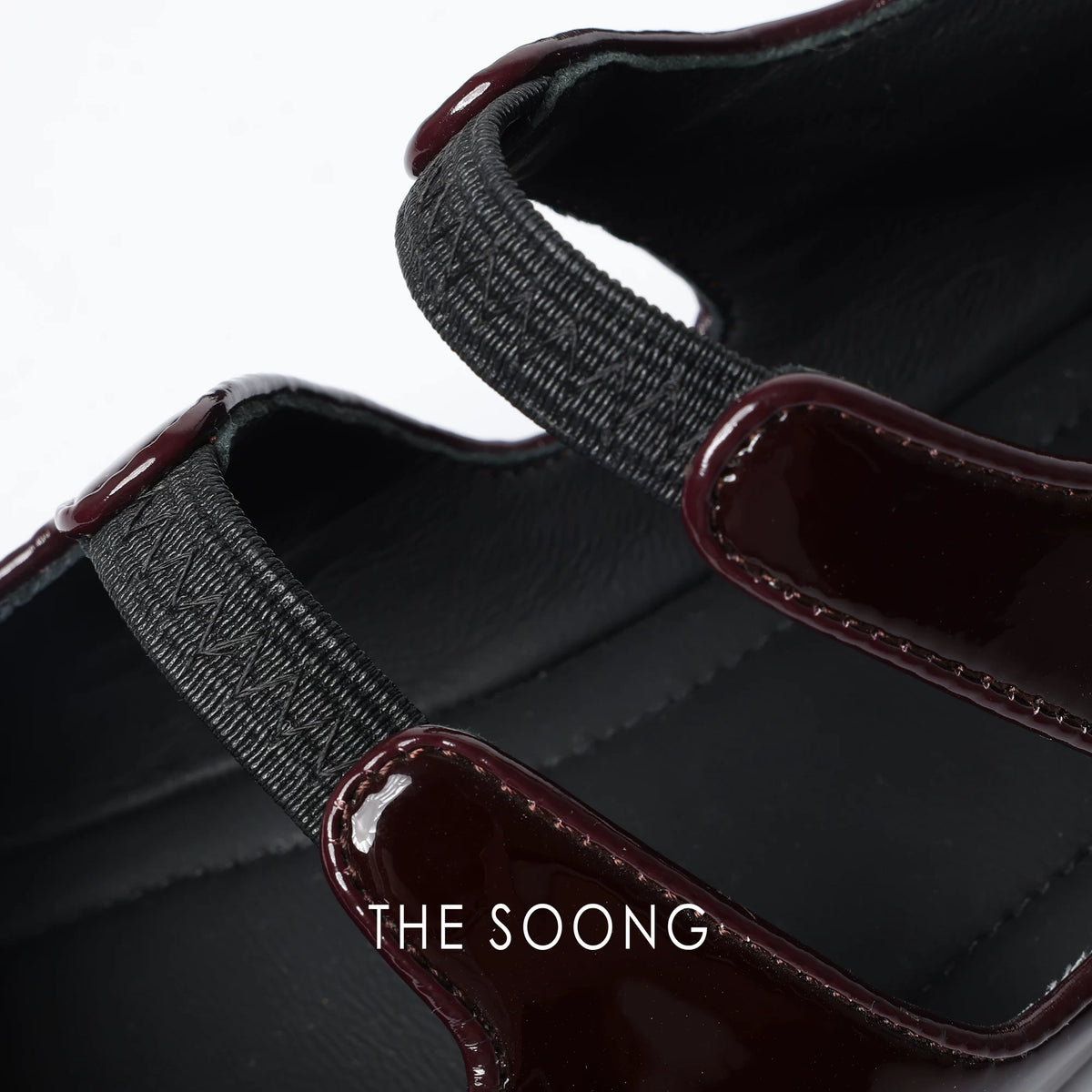 THESOONG/Classic Mary Jane Shiny Patent Leather Small Shoes Retro Elegant Elastic Band Versatile Black Shoes for Women