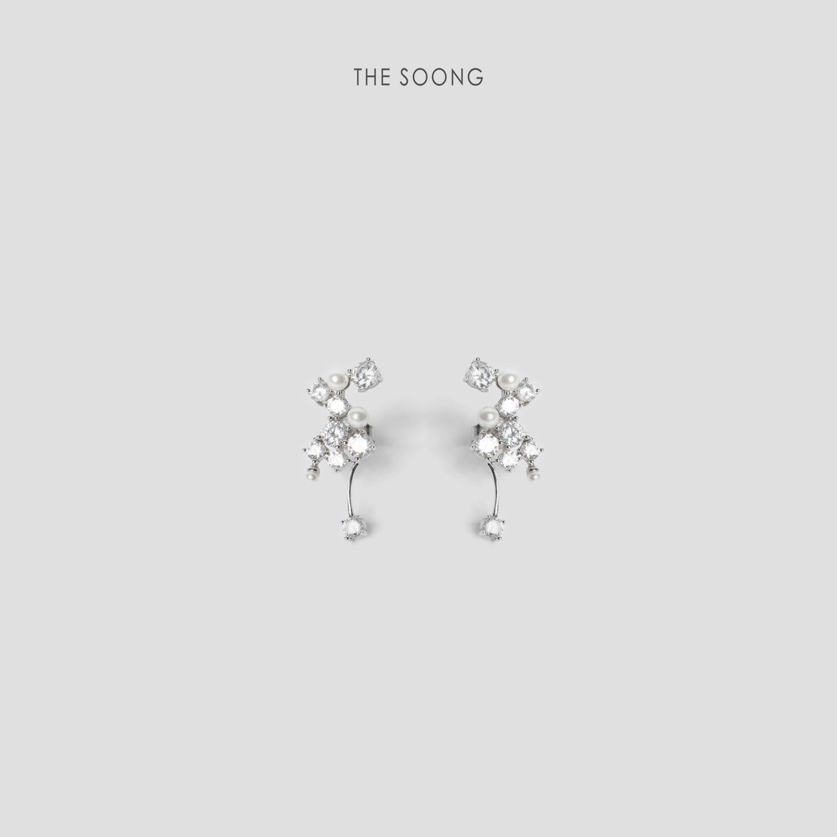 THESOONG/Sky full of stars French craftsmanship polished hand-set zircon anti-oxidation earrings B6995