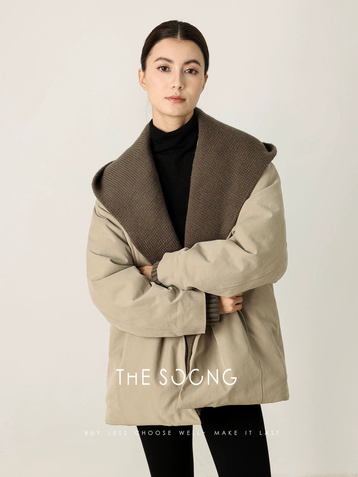 THESOONG/Autumn Winter Down Jacket Women 90% White Goose Down Detachable Hood Loose Warm Jacket 7820