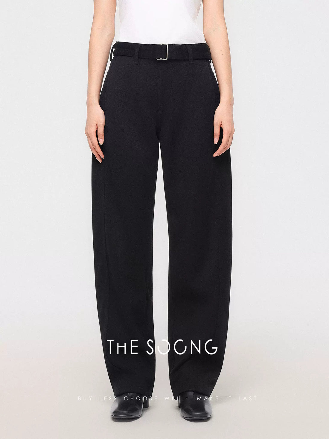THESOONG/秋冬女士加绒加厚弹力拉链中腰休闲裤7302