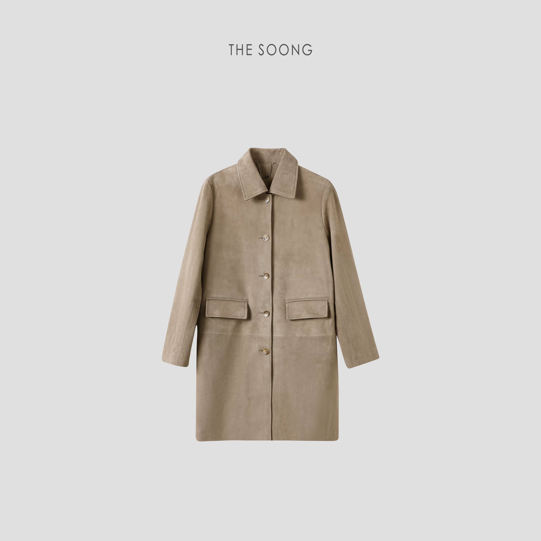 THESOONG/Quiet Luxury High-end Sheepskin Suede Coffee-colored Women's Trench Coat Mid-length Jacket 3682