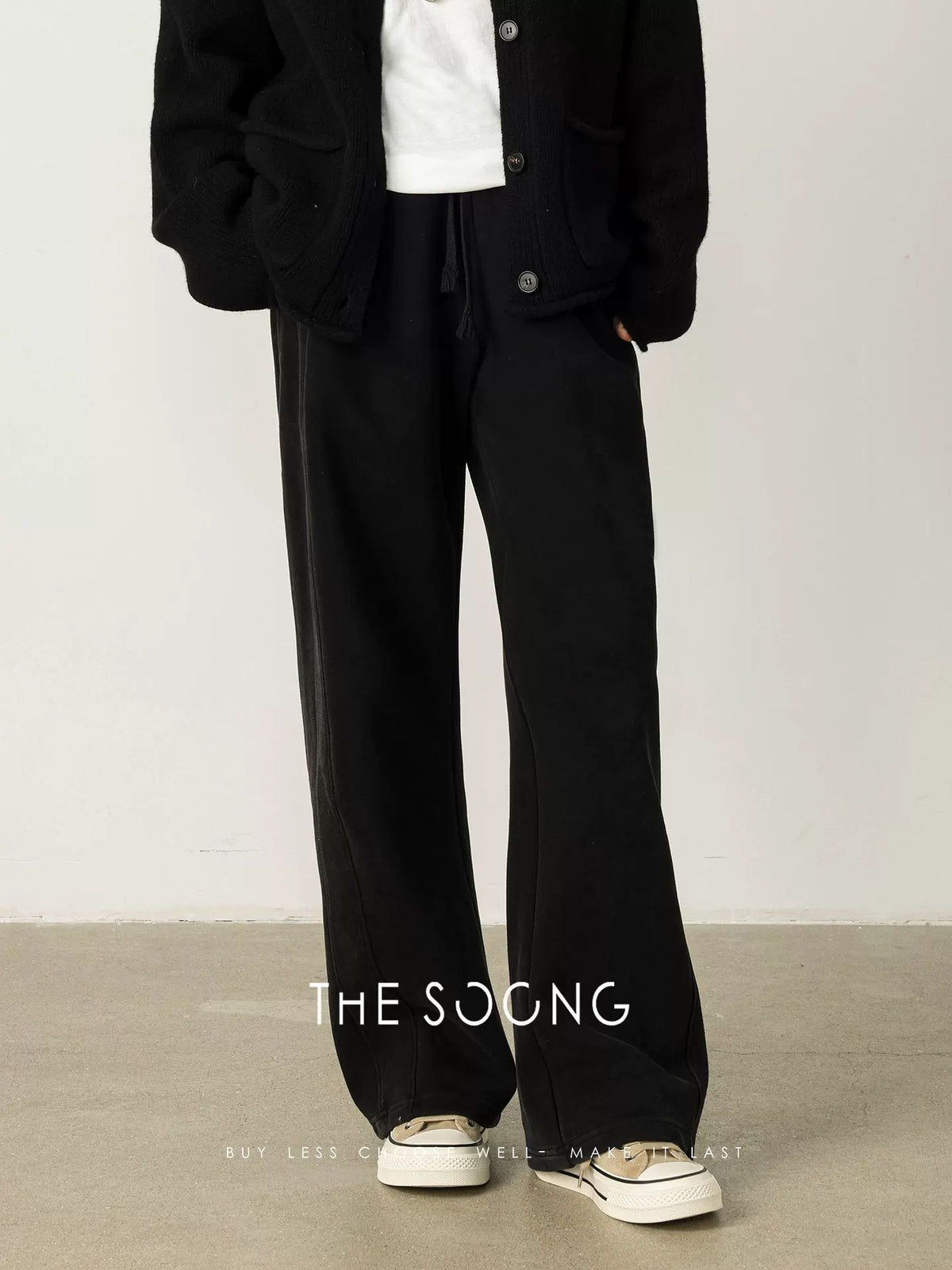 THESOONG/Super Soft Integrated Fleece Heavy-Duty Customized Dye Vintage Fleece Mid-Waist Elastic Casual Pants, Women 8011