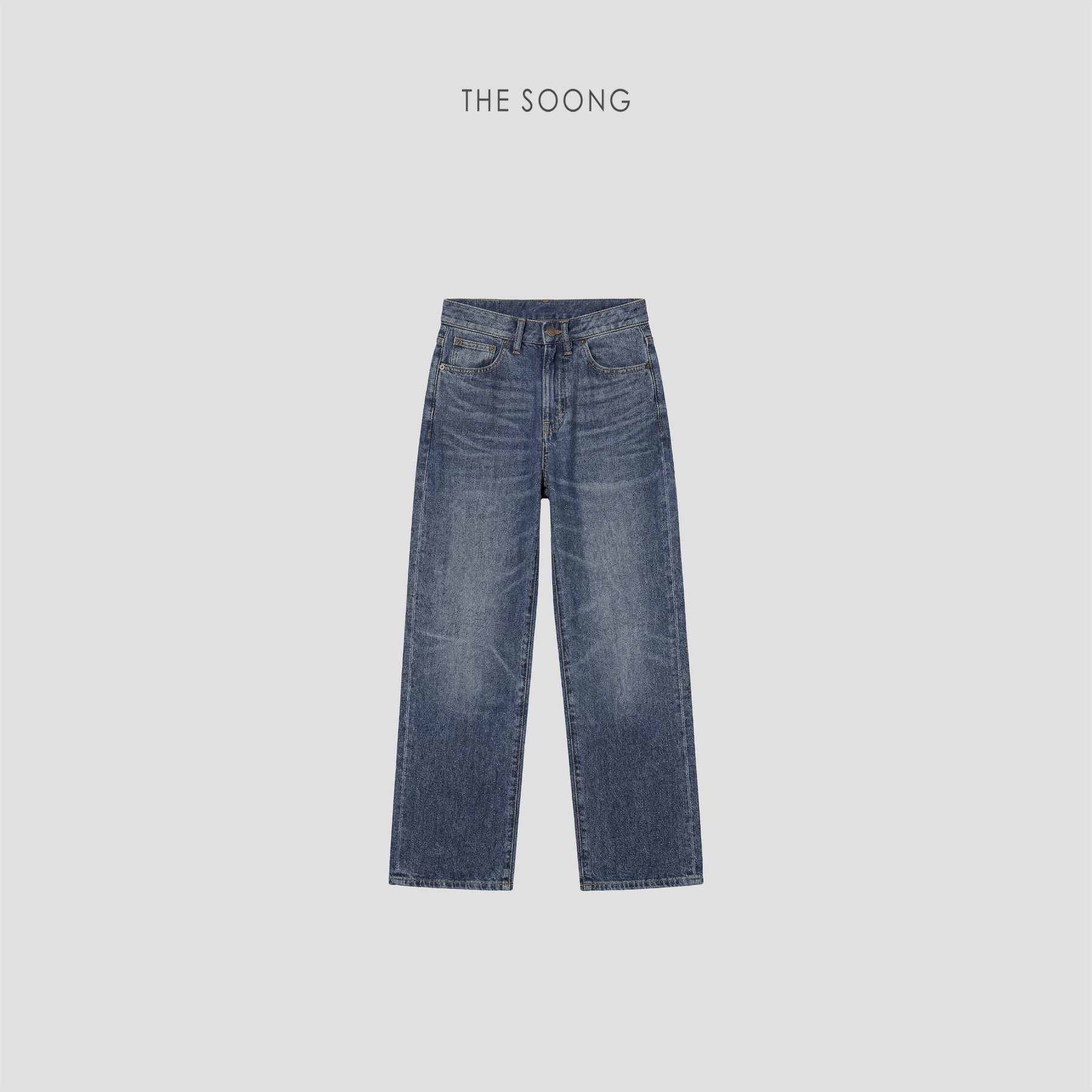 THESOONG/Acid Denim Three-in-One Blend Summer Thin Mid-Waist Zipper Straight-Leg Jeans for Women 8254