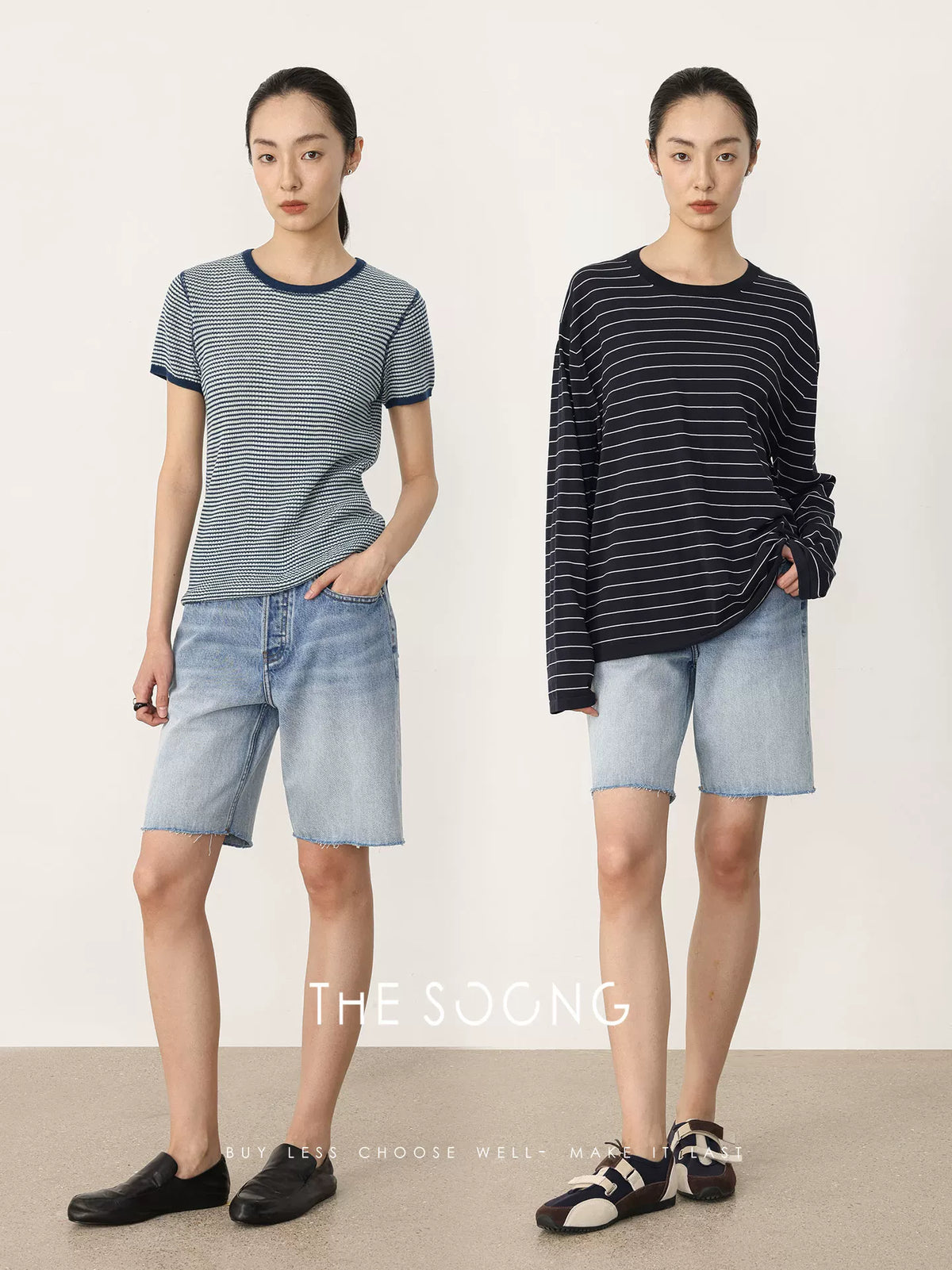 THESOONG/Spring New High-Waist A-Line Five-Point Denim Shorts Women Petite Straight HBNZ8435