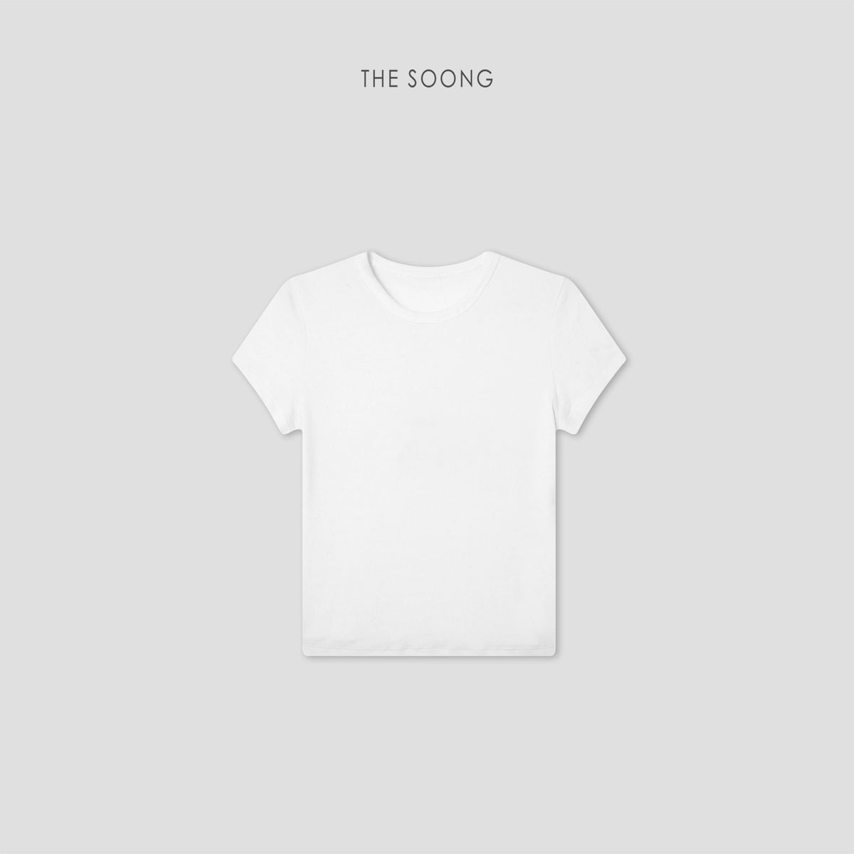 THESOONG/Casual White T-Shirt Cotton Blend High Elastic Wash-Resistant Round Neck Slimming Short Sleeve T-Shirt, Women 9495