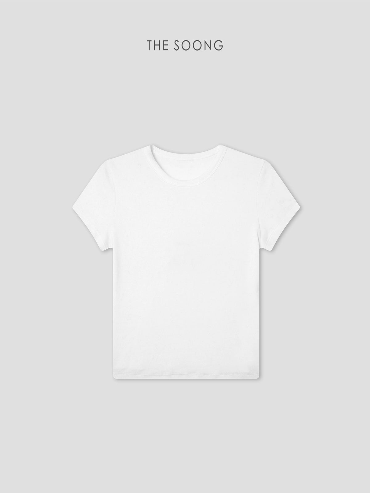 THESOONG/Casual White T-Shirt Cotton Blend High Elastic Wash-Resistant Round Neck Slimming Short Sleeve T-Shirt, Women 9495