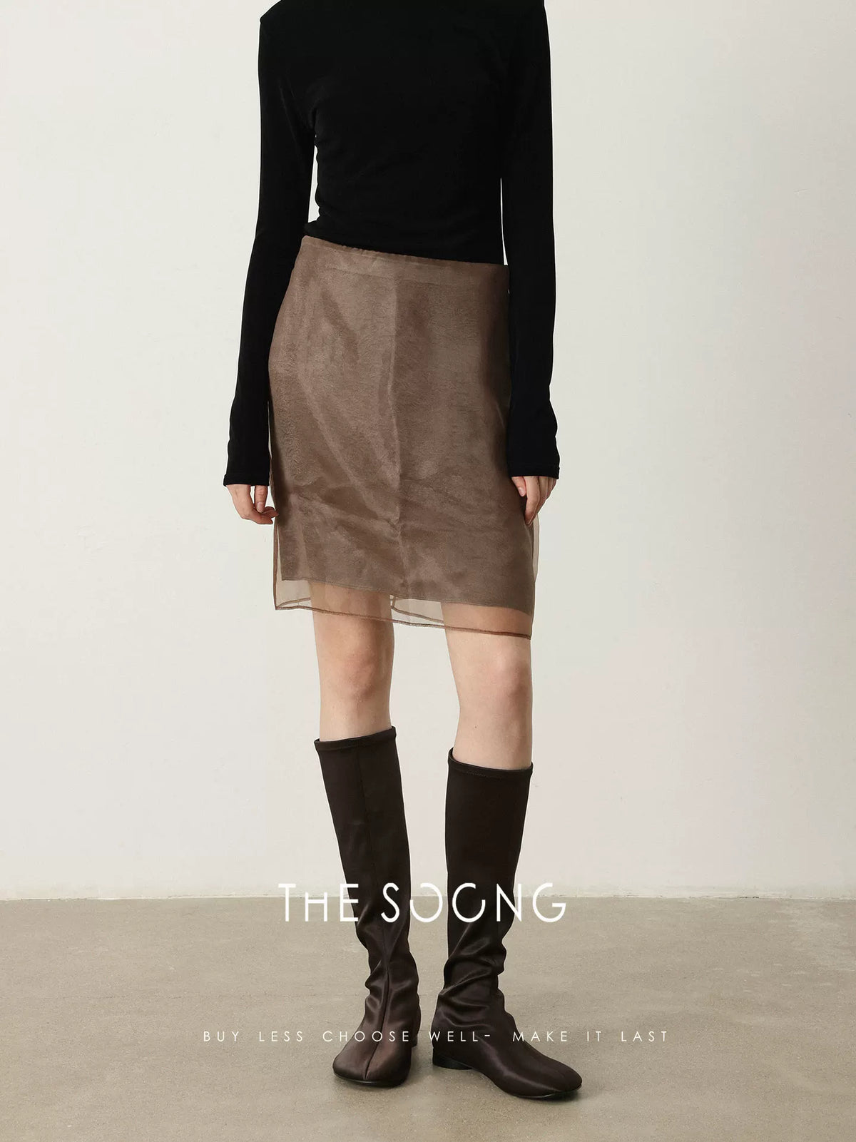 【Clearance 3】Early autumn straight elegant half skirt for women spliced version showing figure popular H-shaped mid-waist HBQZ6930