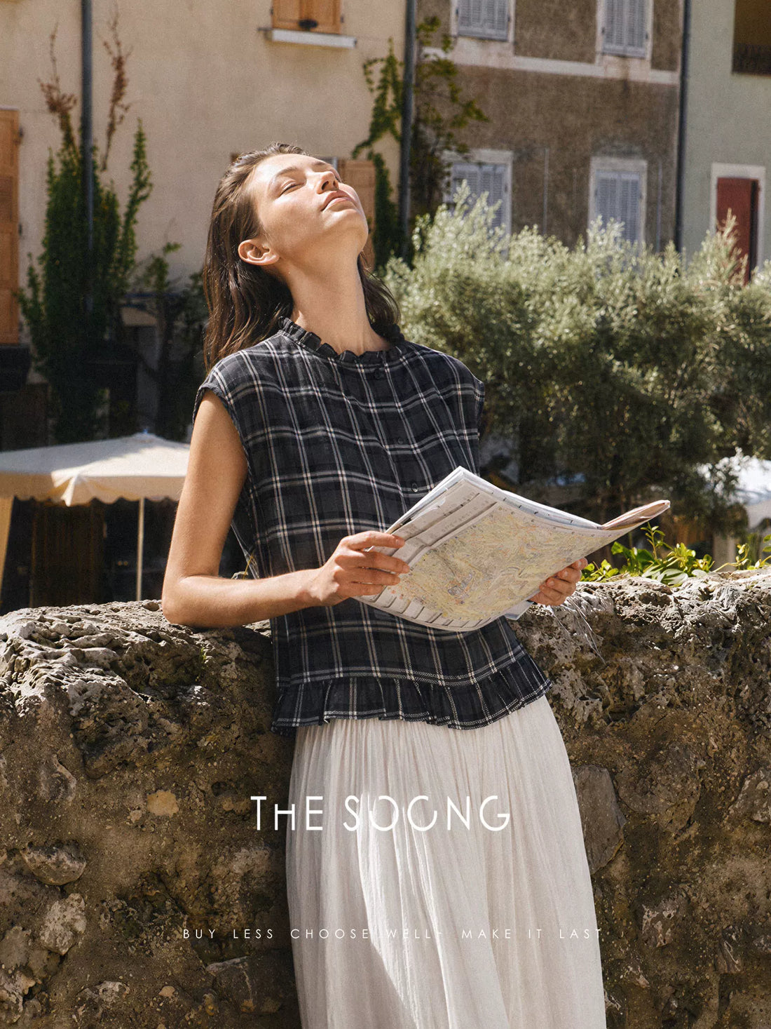 THESOONG/Yarn-Dyed Plaid Summer 100% Pure Cotton Wrinkled Split Double-Sided Vest Top for Women 9215