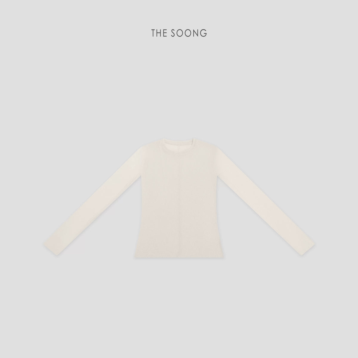 THESOONG/Sparkling Shirt Craft Dense Stitching 12-Needle Silver Thread Blend Stretch Round Neck Long Sleeve Base Shirt 8706