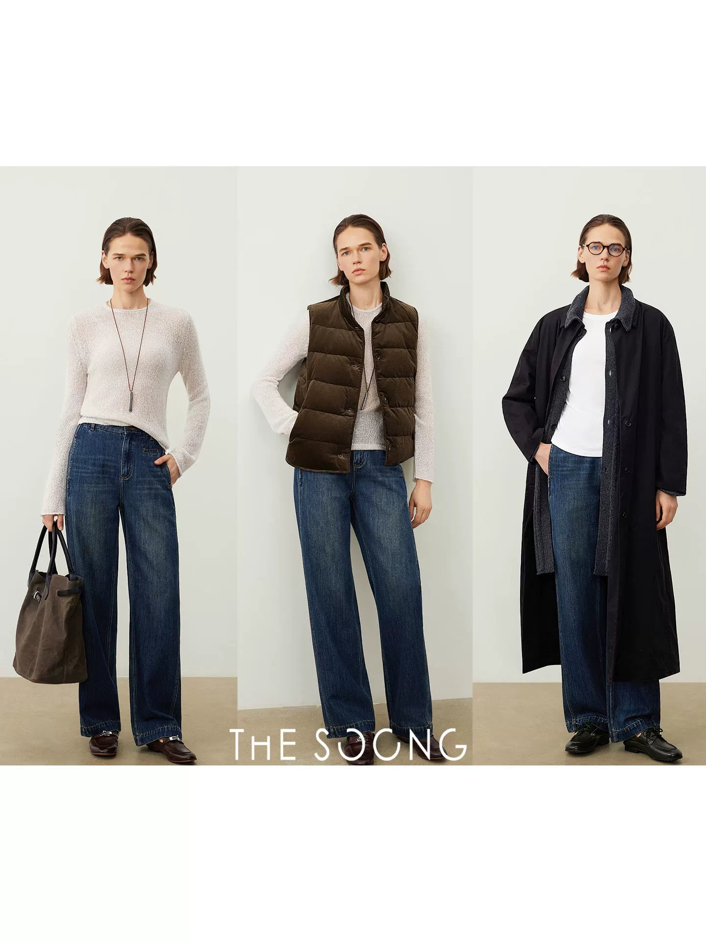 THESOONG/Vintage Non-Stretch Curved Knife Jeans for Women, Loose Fit, Distressed, Anti-wrinkle, Wear-Resistant Long Pants HWNZ7582