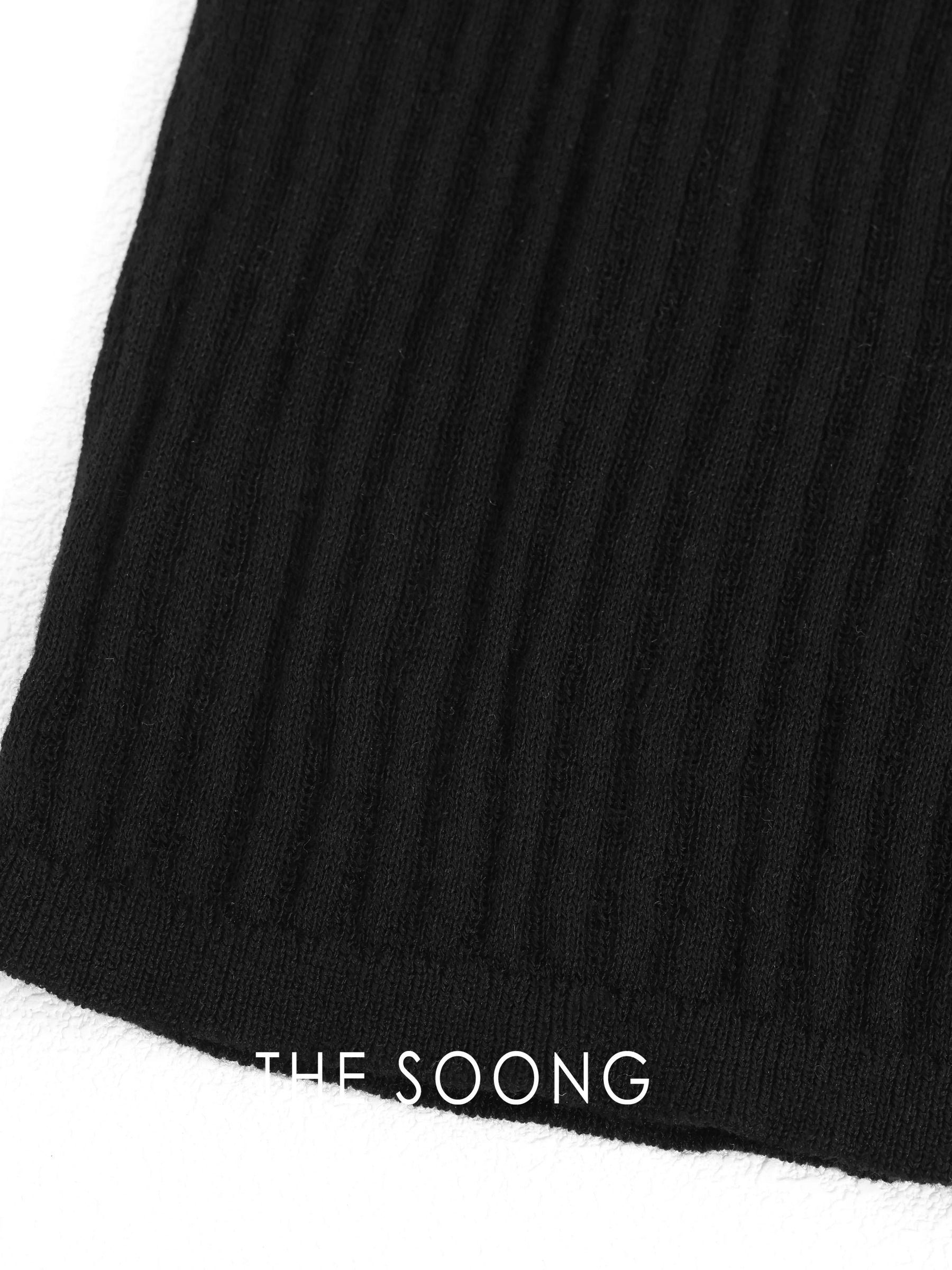 THESOONG/Wool Tencel 18-Needle Rib Knit Short Sleeve Shell Button Slimming Top, Women 9305