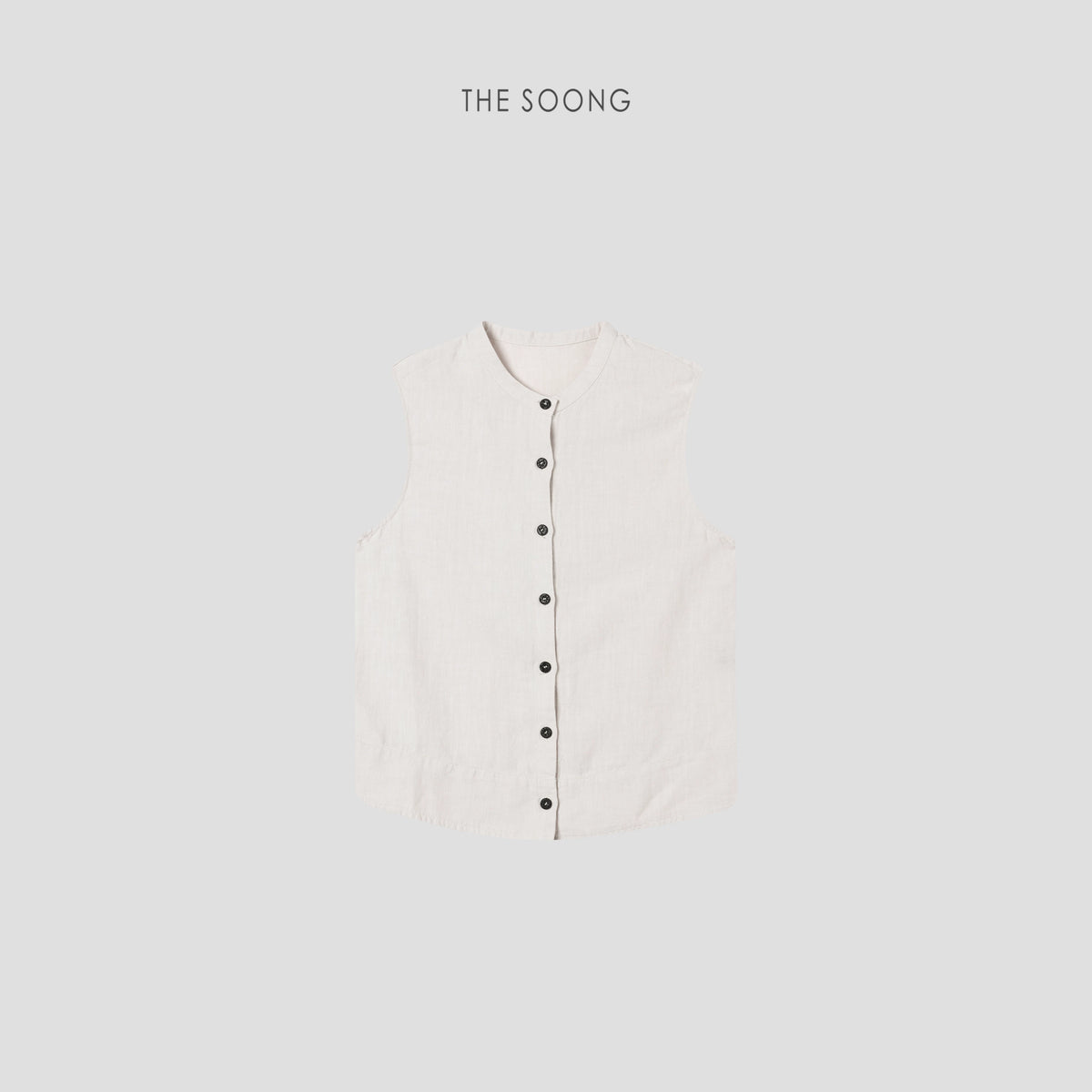 THESOONG / High-End Hemp Fabric Washed Soft Thin Vest Outerwear Layering Cardigan Vest
