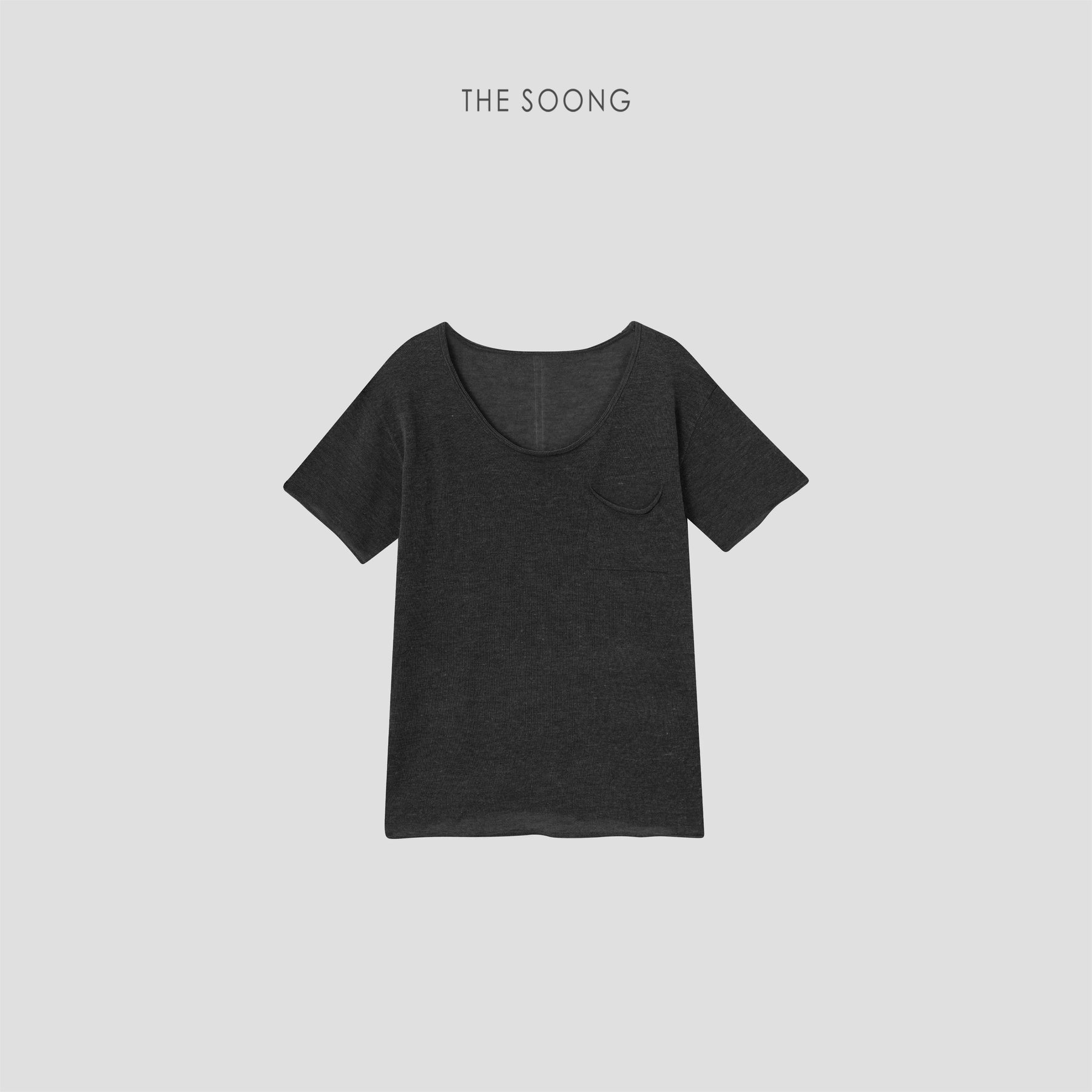 THESOONG/Lyocell Linen Blend Natural Rolled Edge Knit T-Shirt Women Summer Thin Short Sleeve HWTX9317