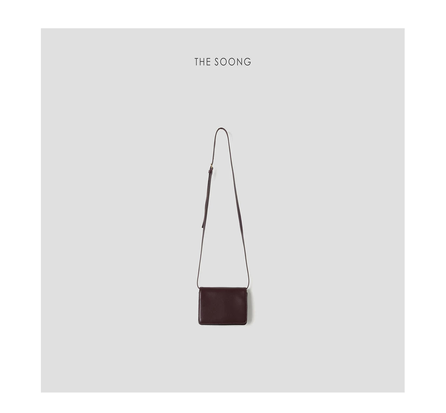 THESOONG / Small Square Bag "Selected Top Grain Leather Natural Texture Adjustable Leather Shoulder Bag for Women 7624
