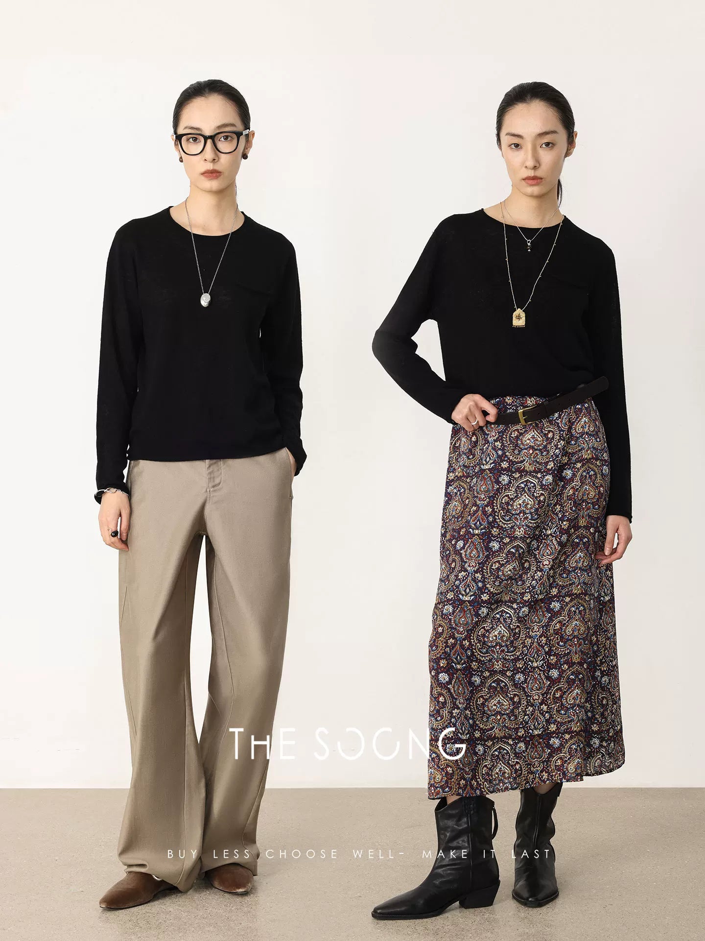 THESOONG/Spring New Arrival Wool 100% Base Shirt Crew Neck Long Sleeve Semi-High Collar Soft HWMY8490